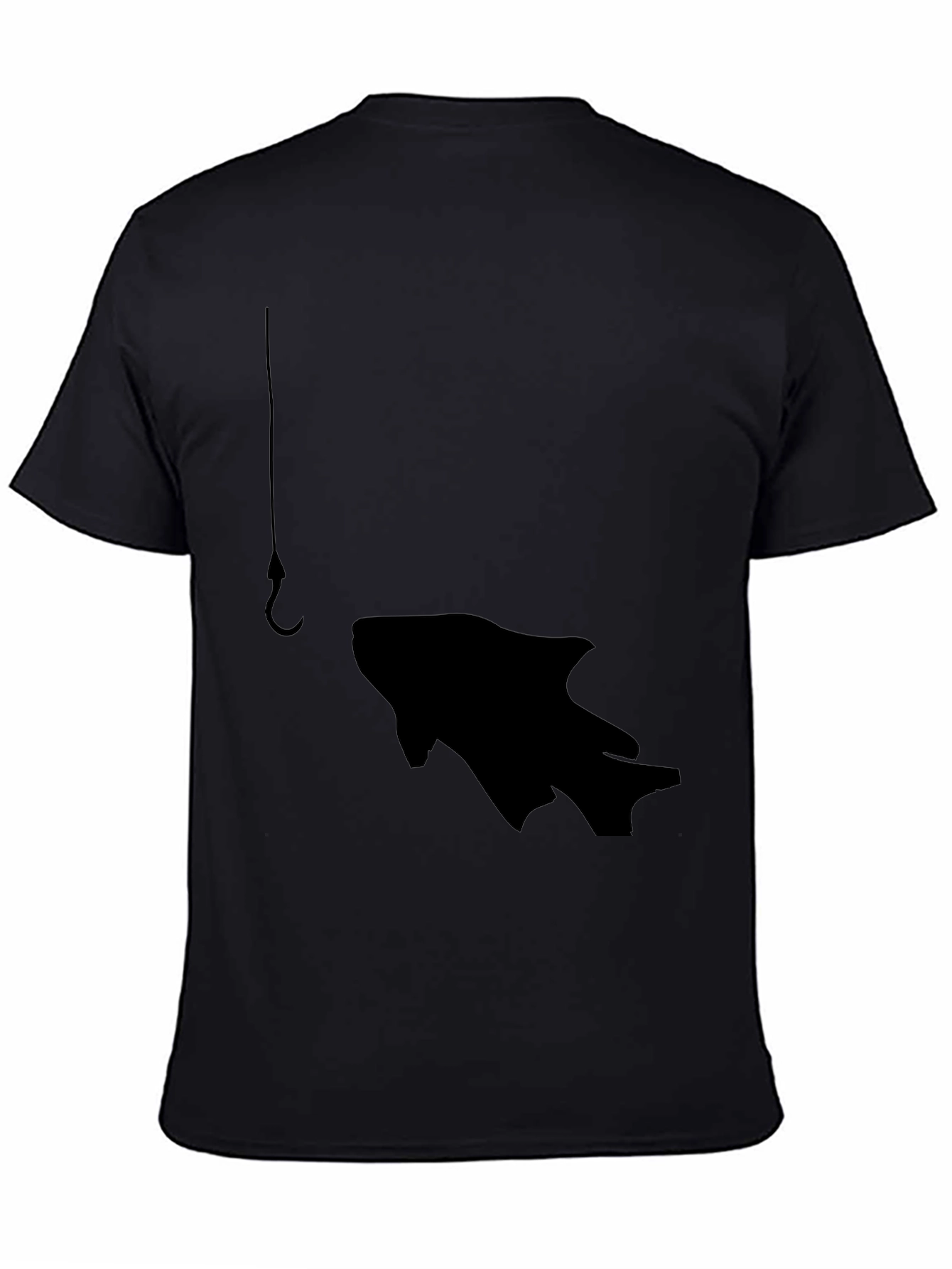 Black Fishing Hook Fish Graphic Tee - Black view 4