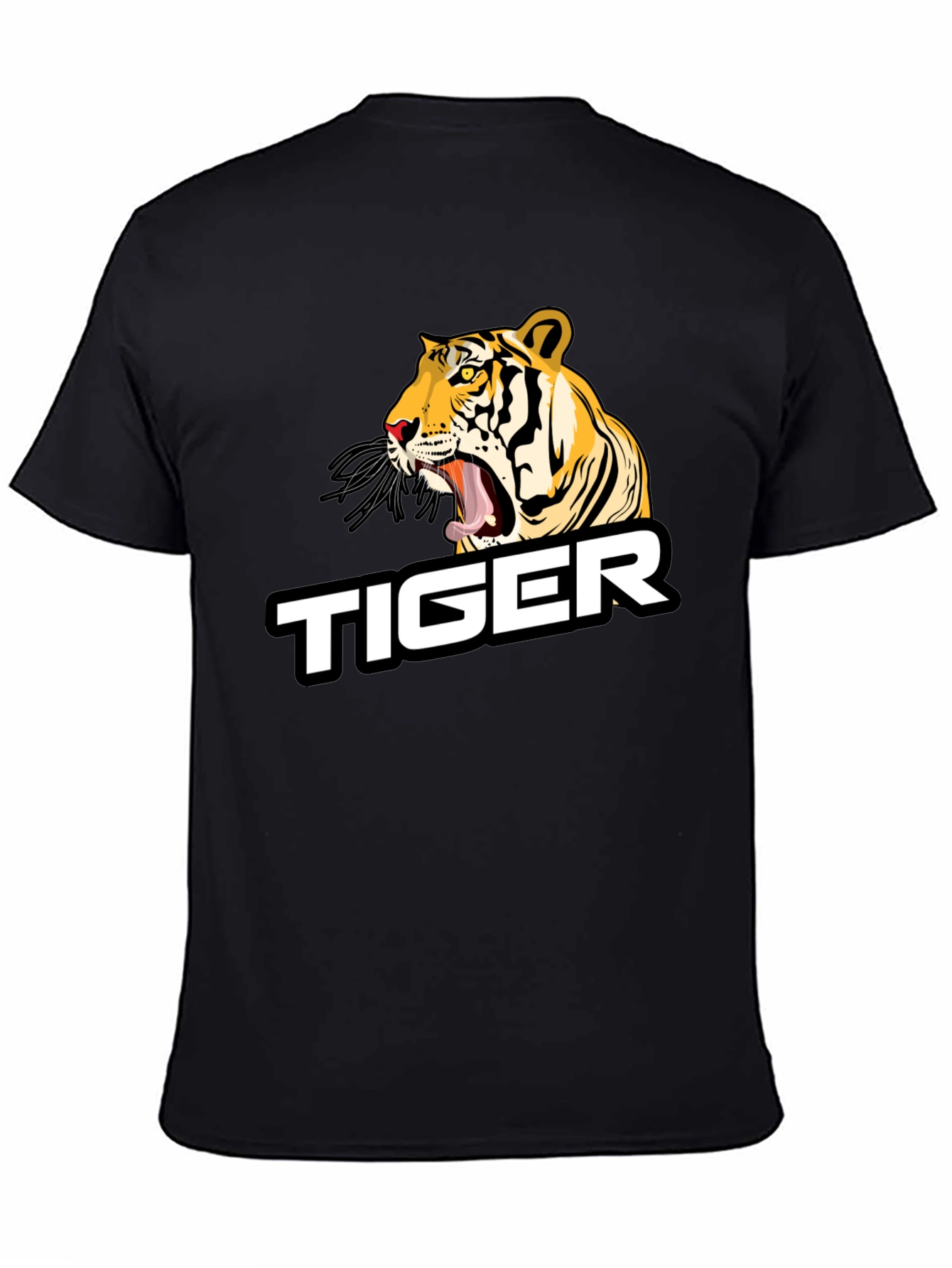 Black Roaring Tiger Graphic T-Shirt - Bold Animal Print view 4