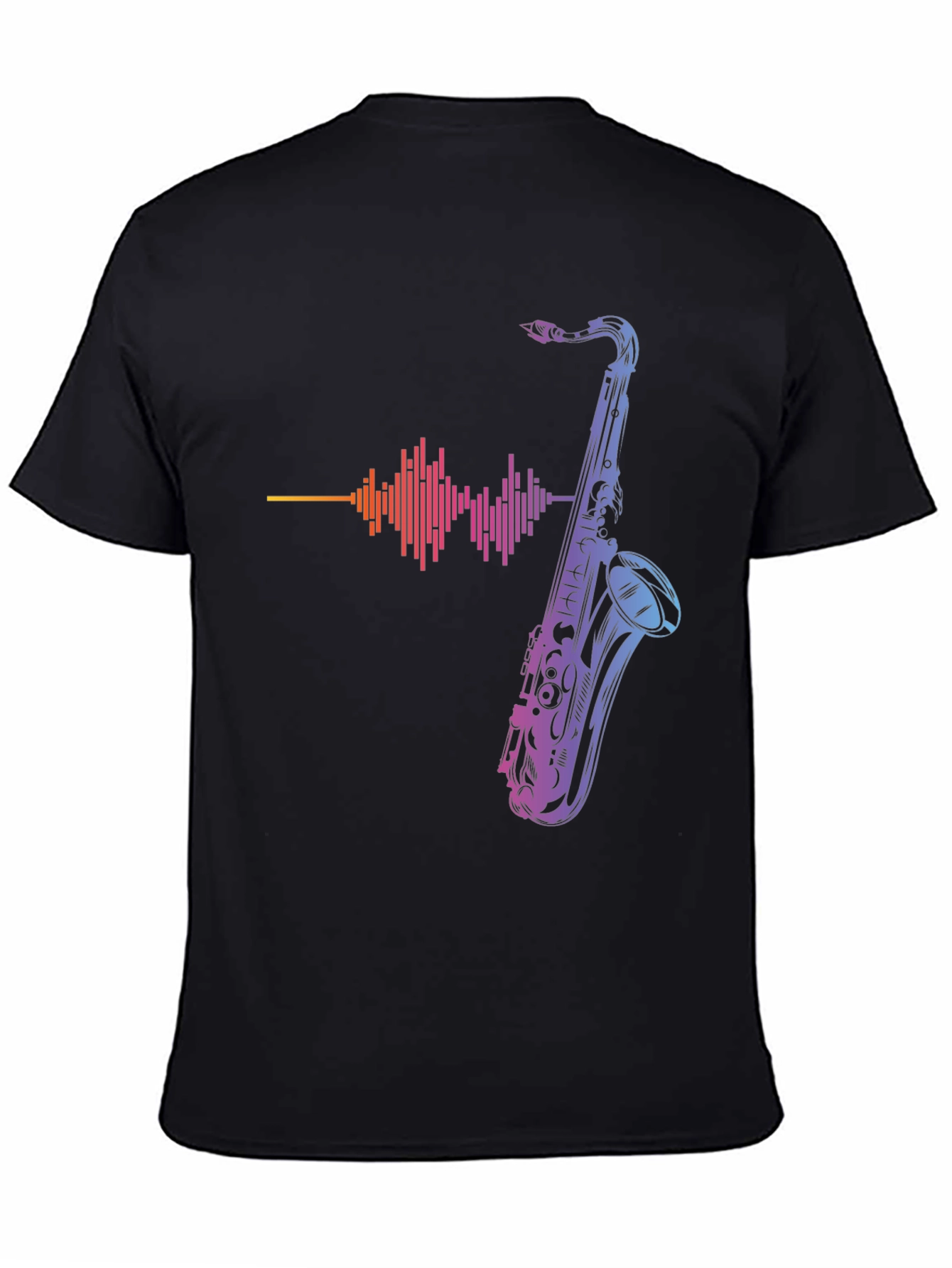 Black Saxophone Graphic Print Tee - Music Lover T-Shirt view 4