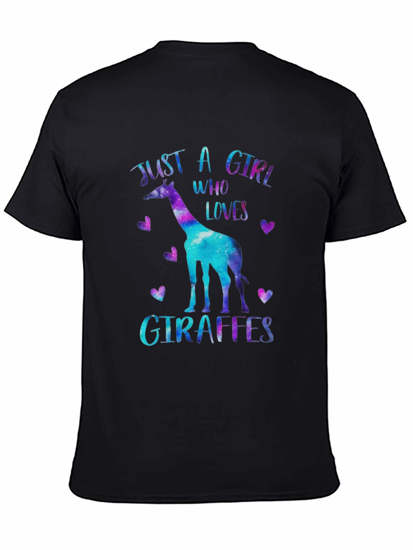 Black Just A Girl Who Loves Giraffes T-Shirt view 4