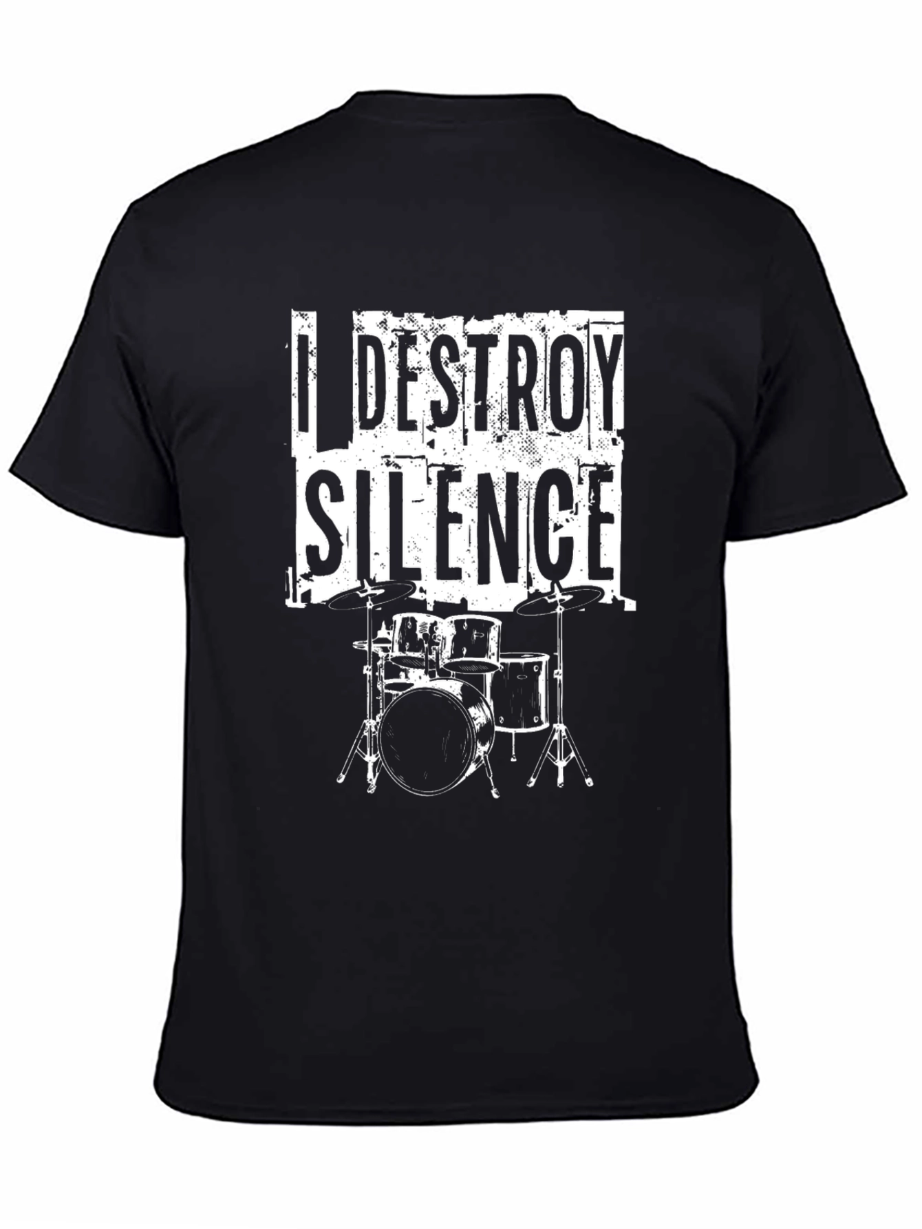 Black I Destroy Silence Black T-Shirt - Drummer Music Tee view 4