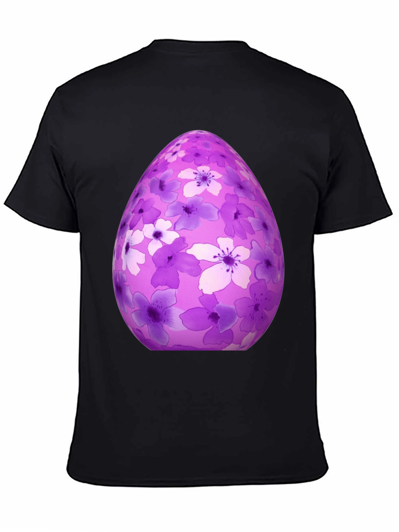 Black Floral Easter Egg Graphic Tee - Black Cotton Shirt view 4
