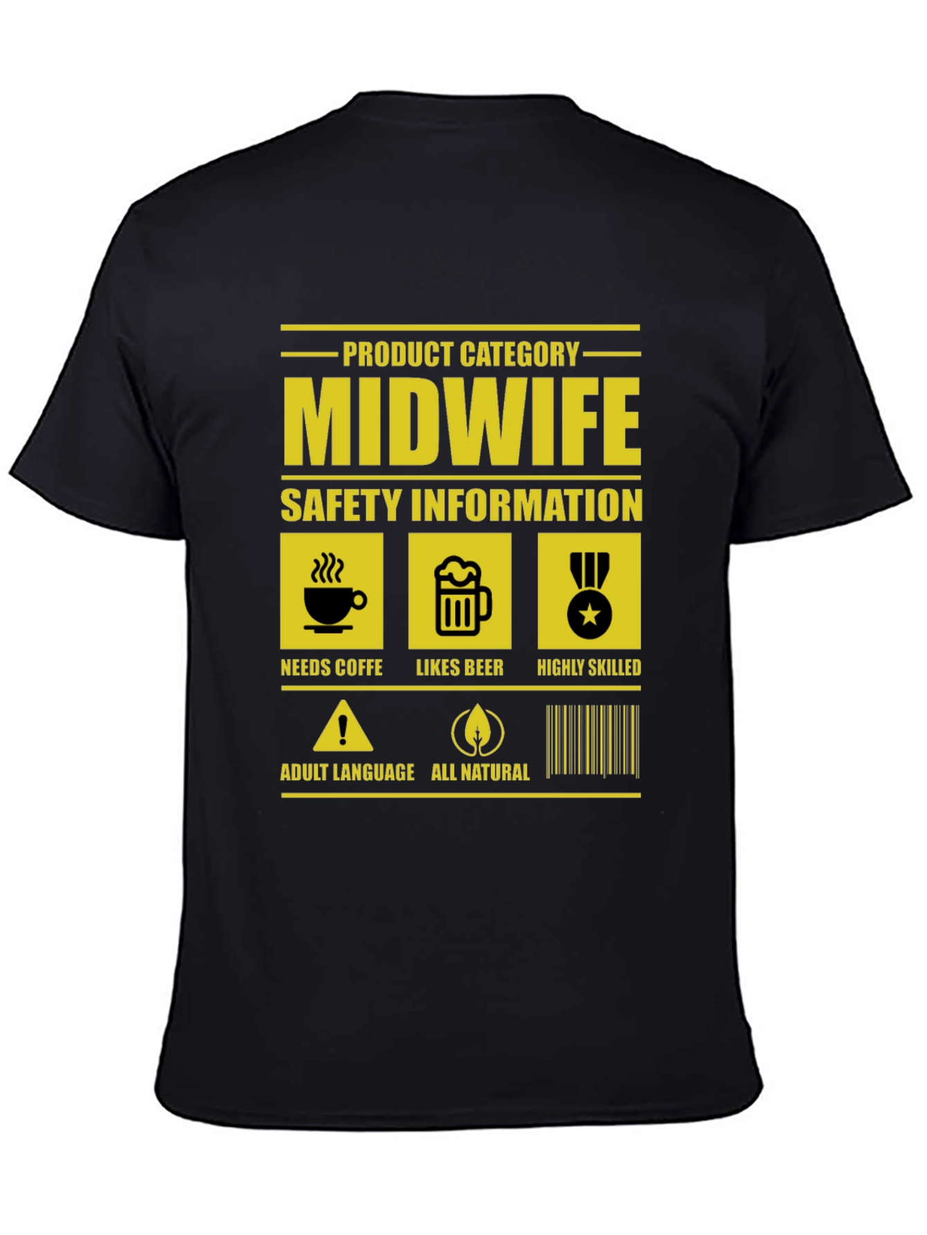 Black Midwife Product Category Funny T-Shirt view 4