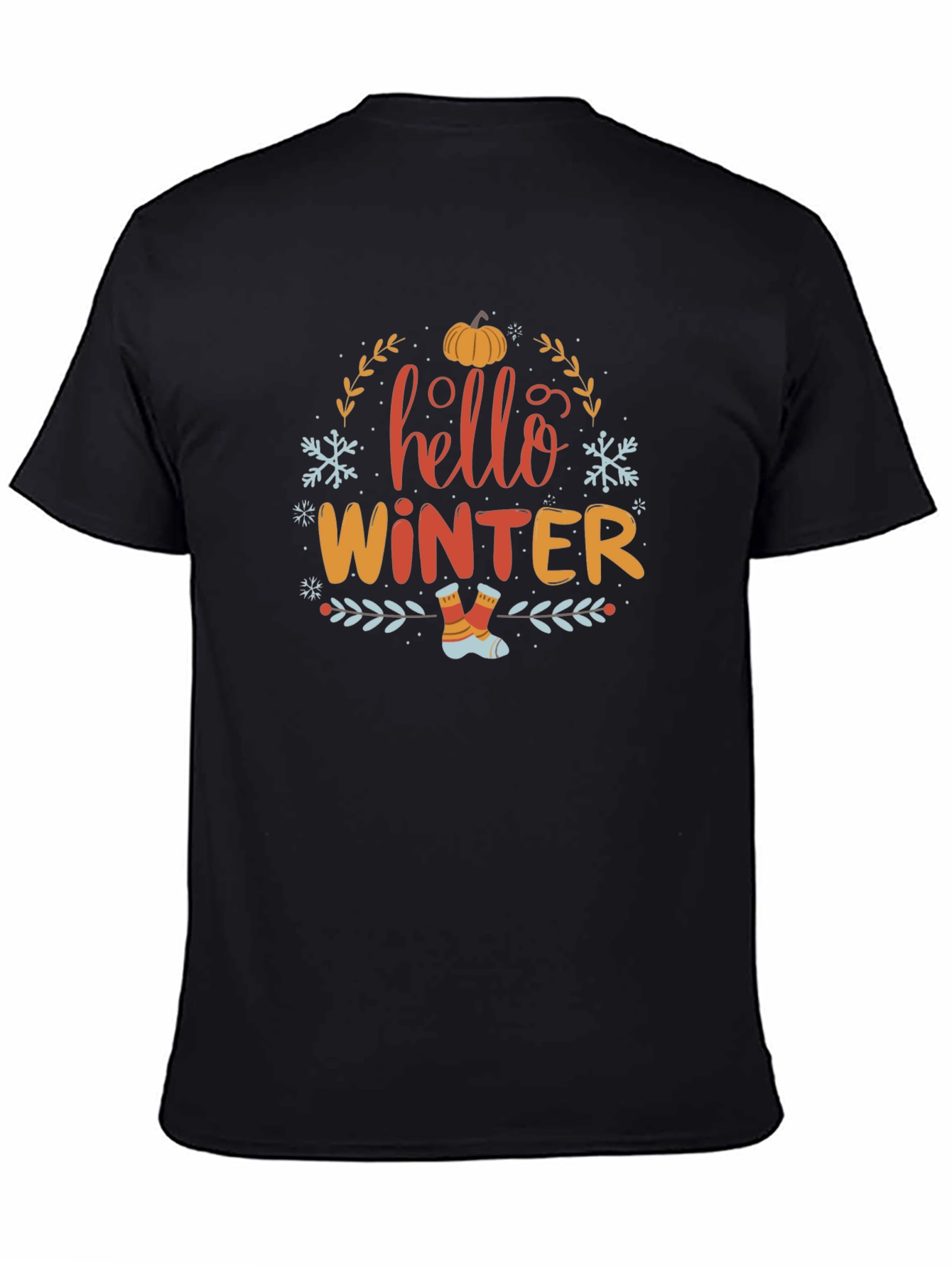 Black Hello Winter Graphic Tee - Soft Black Shirt view 4