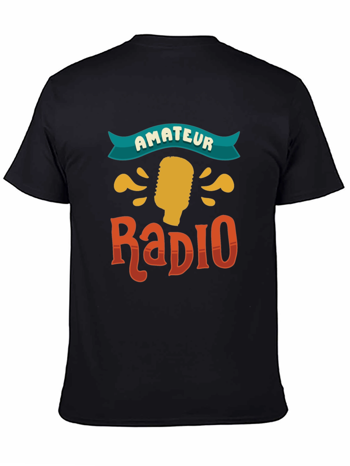 Black Amateur Radio Graphic Tee - Black Cotton T-Shirt view 4