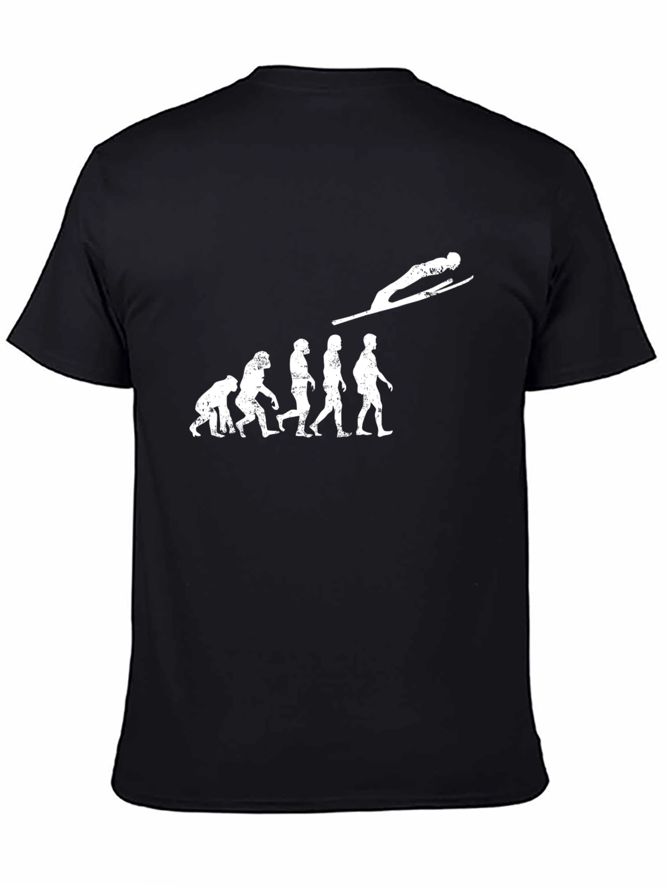 Black Evolution of Ski Jumping Black T-Shirt view 4