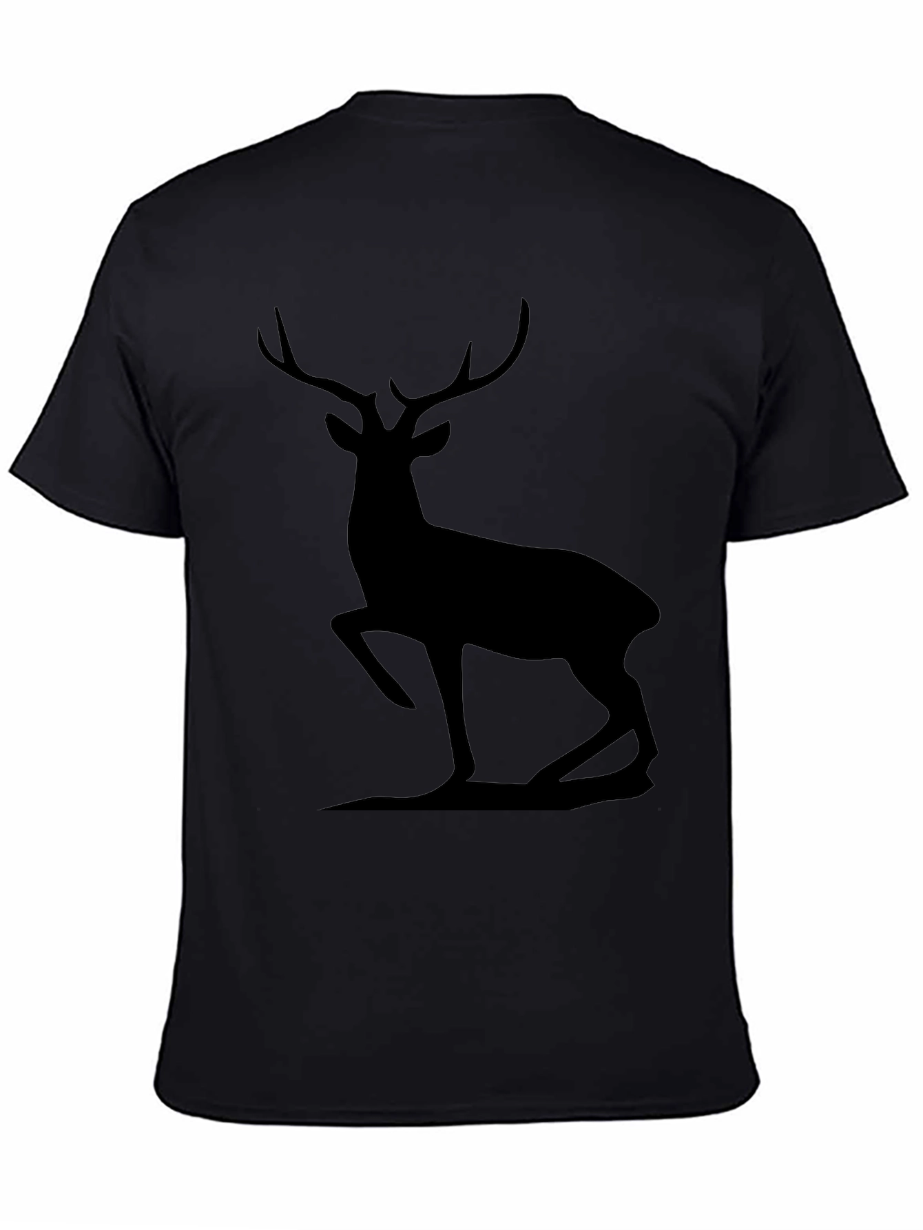 Black Men's Black Deer Silhouette Graphic Tee view 4