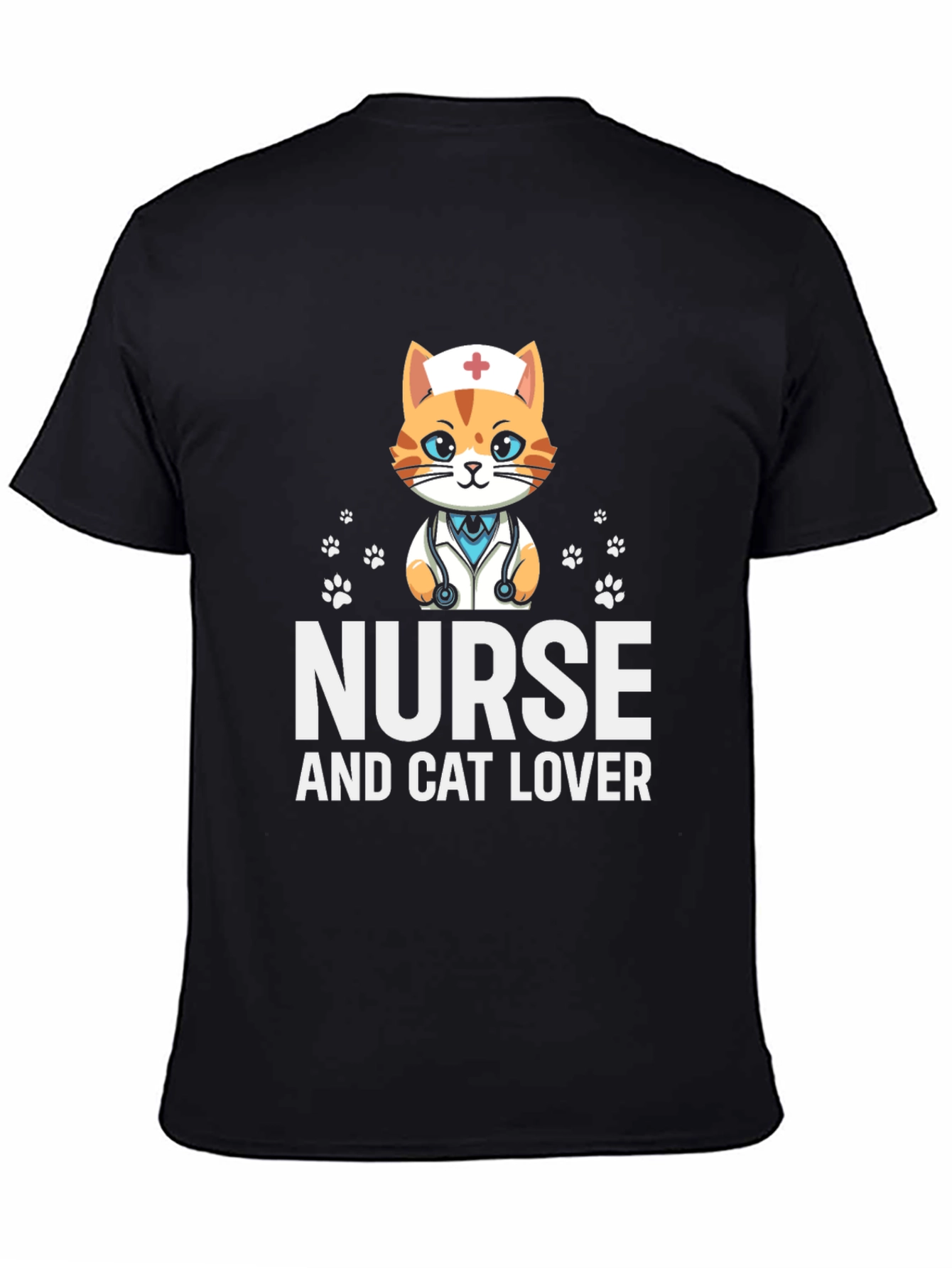 Black Nurse Cat Lover T-Shirt view 4
