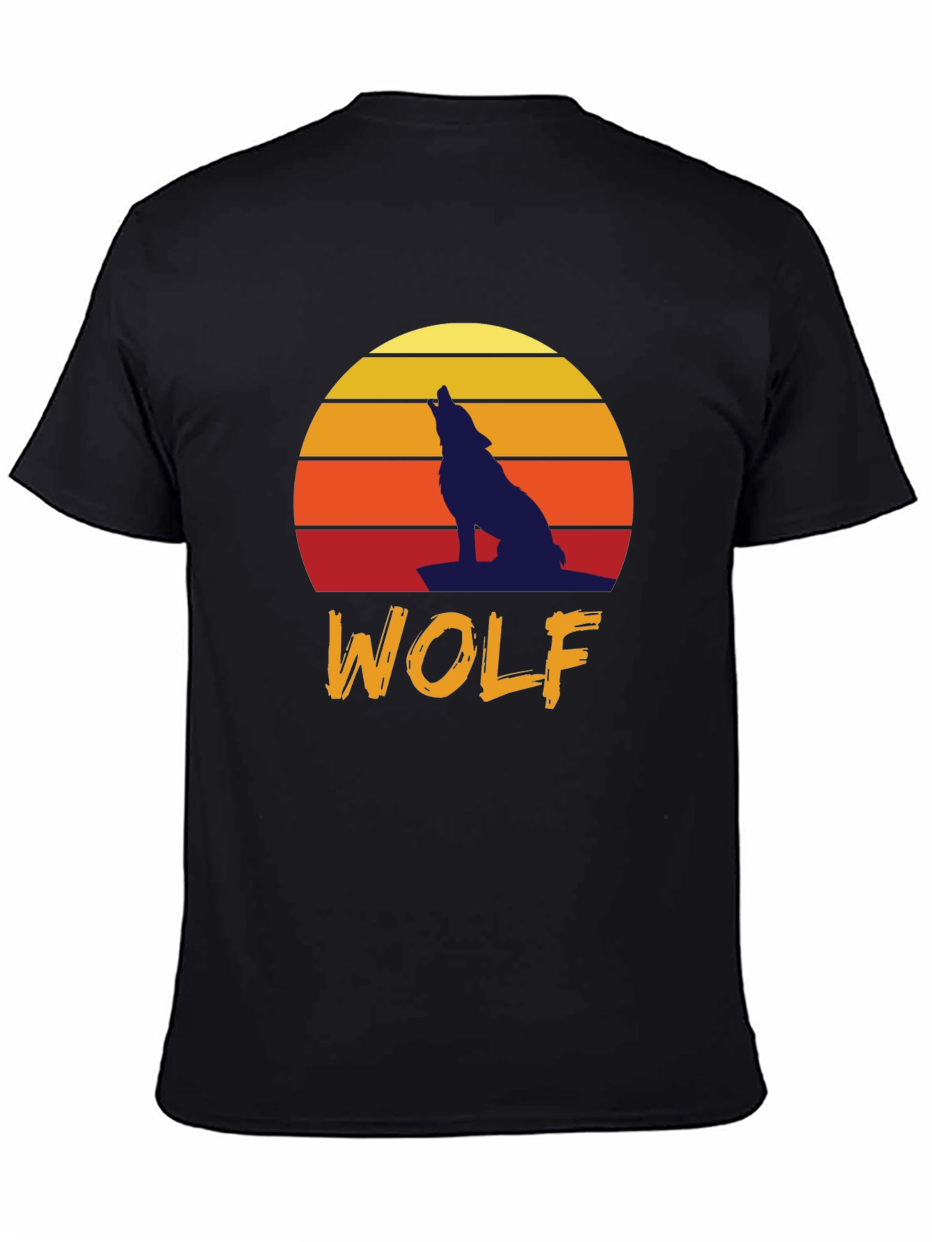 Black Wolf Sunset Graphic Tee - Vintage Style T-Shirt view 4