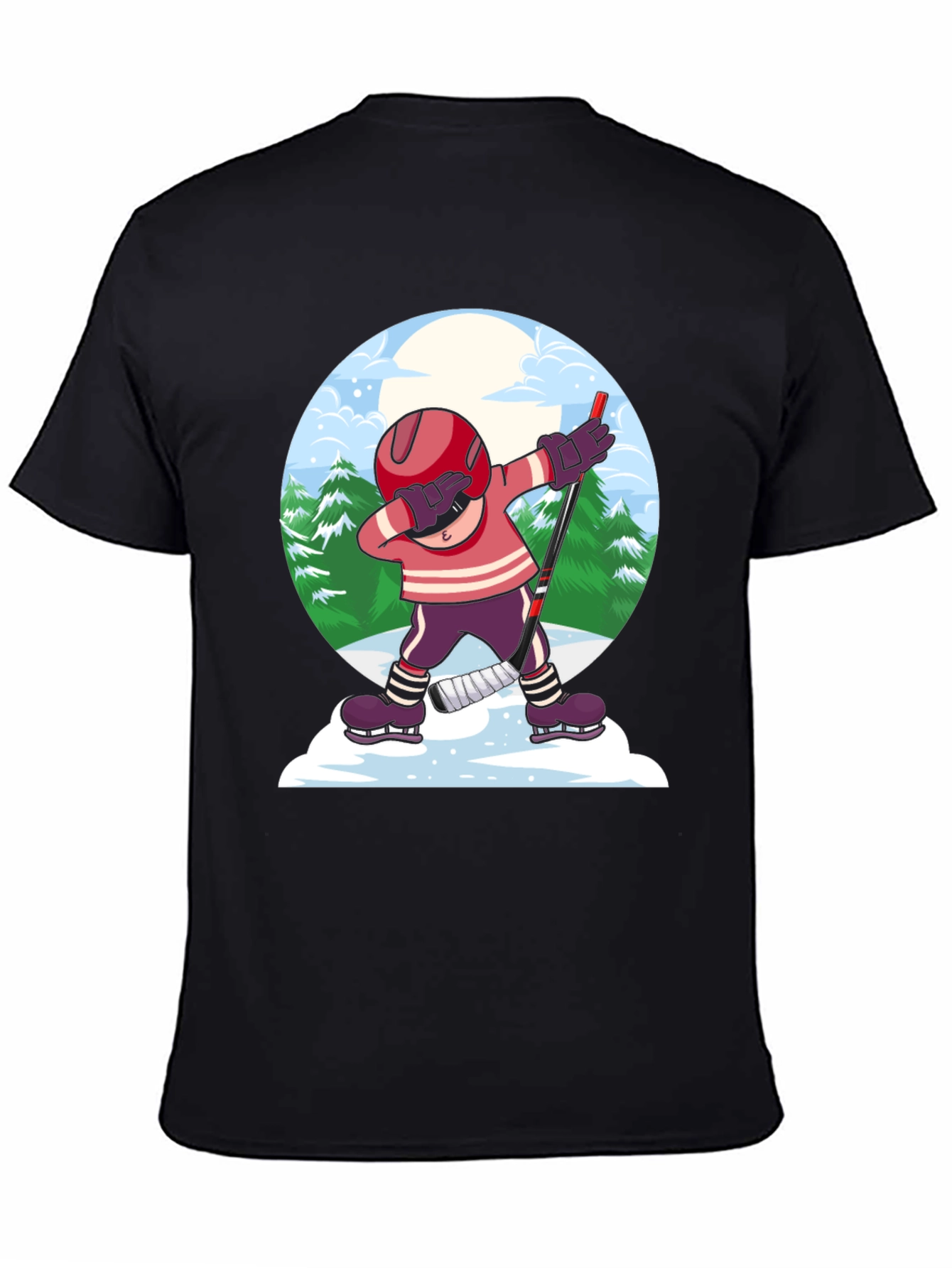 Black Dabbing Hockey Player T-Shirt view 4