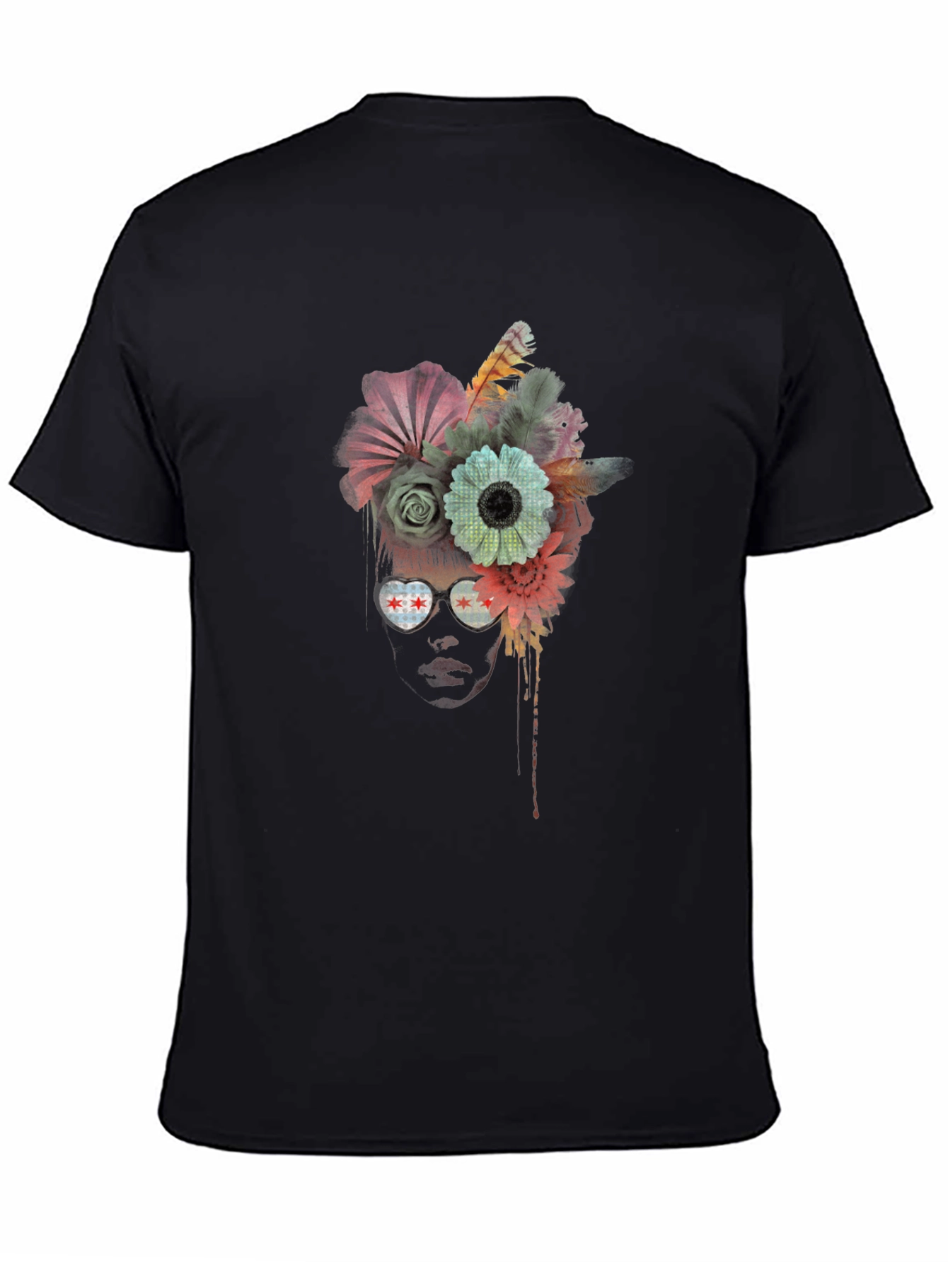 Black Floral Head Chicago T-Shirt view 4