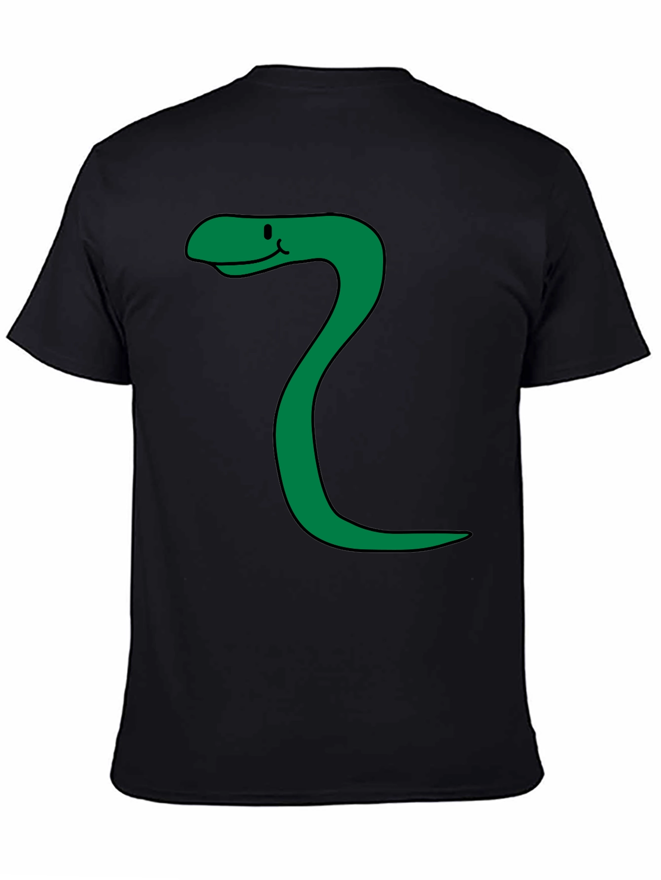Black Funny Snake Cartoon Black T-Shirt view 4