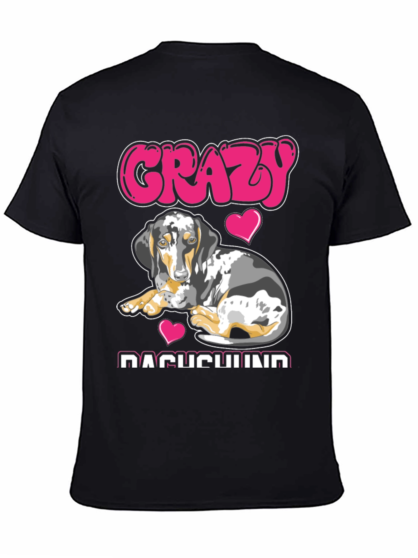 Black Crazy Dachshund T-Shirt - Dog Lover Tee view 4