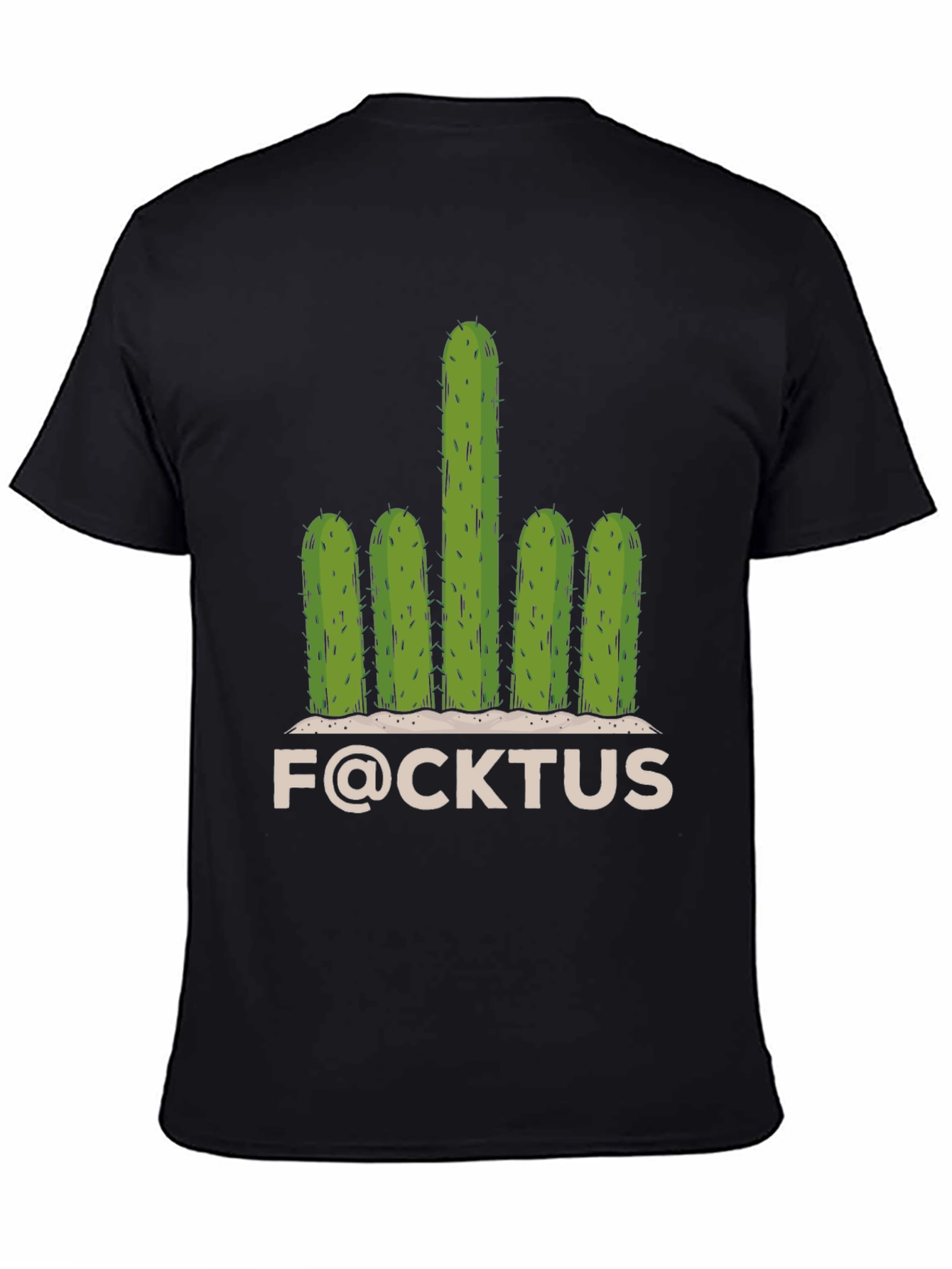 Black Funny F@CKTUS Graphic T-Shirt view 4