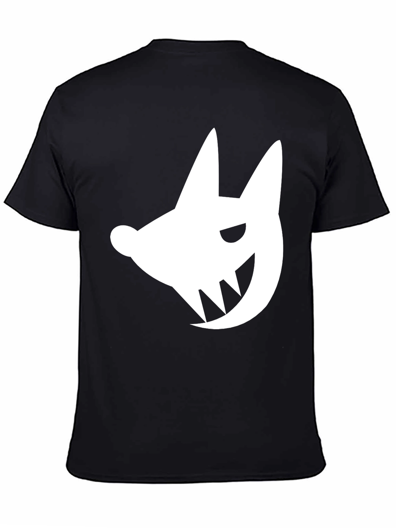 Black Edgy White Fanged Creature Graphic Black T-Shirt view 4