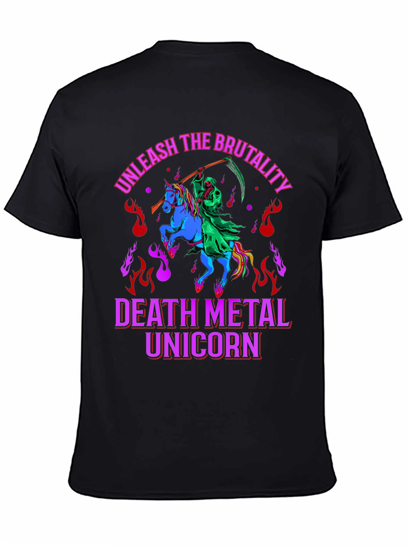 Black Death Metal Unicorn T-Shirt - Unleash the Brutality! view 4