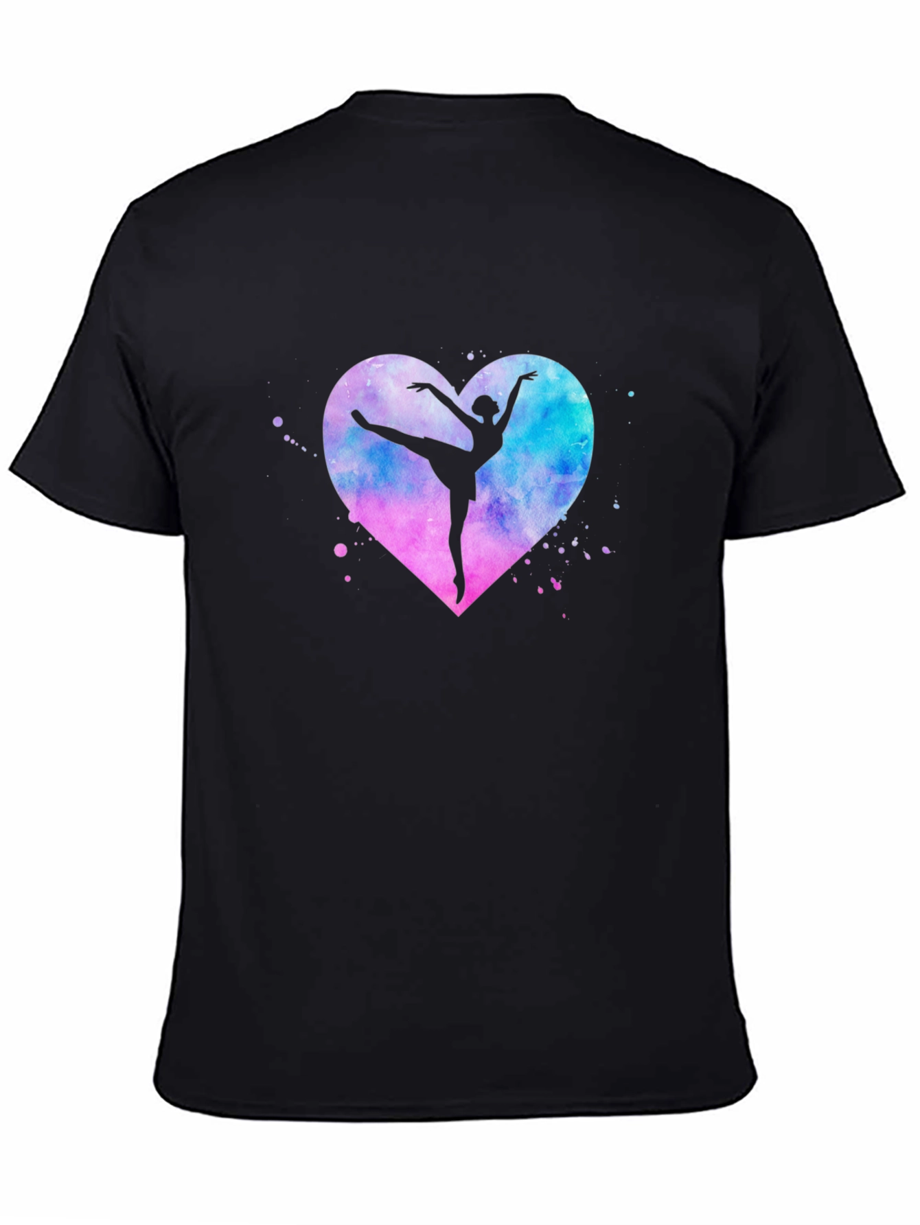 Black Ballet Dancer Heart Graphic T-Shirt - Stylish Black Tee view 4