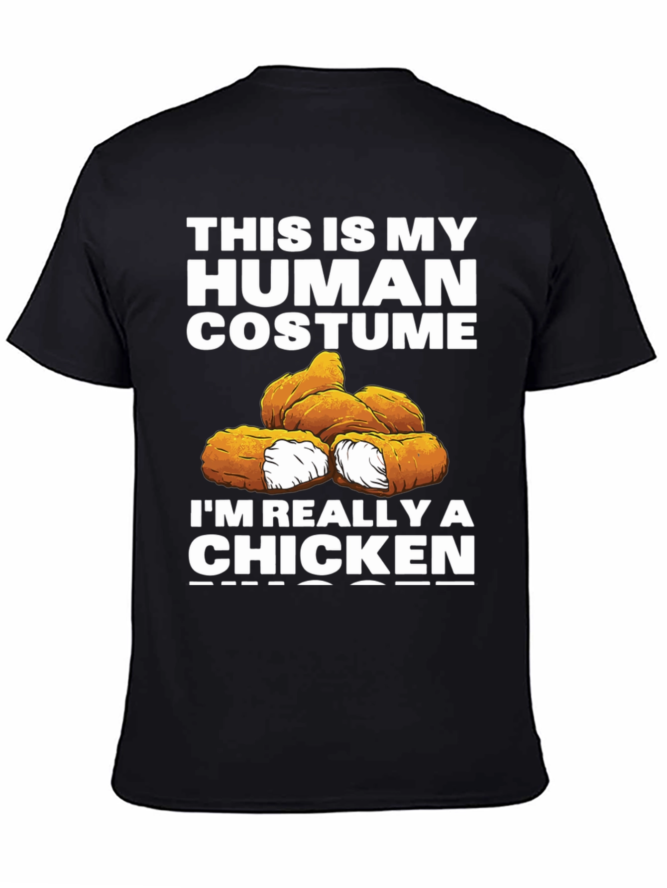 Black Funny Human Costume Chicken Nuggets T-Shirt view 4