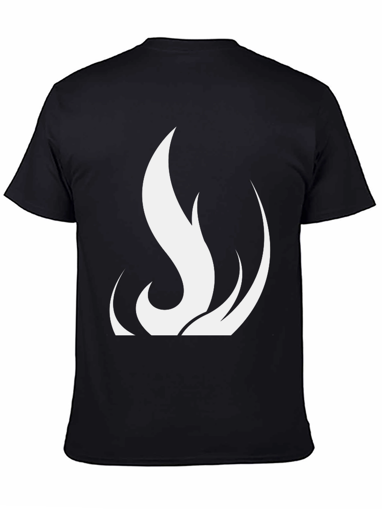 Black Black T-Shirt with White Flame Design view 4