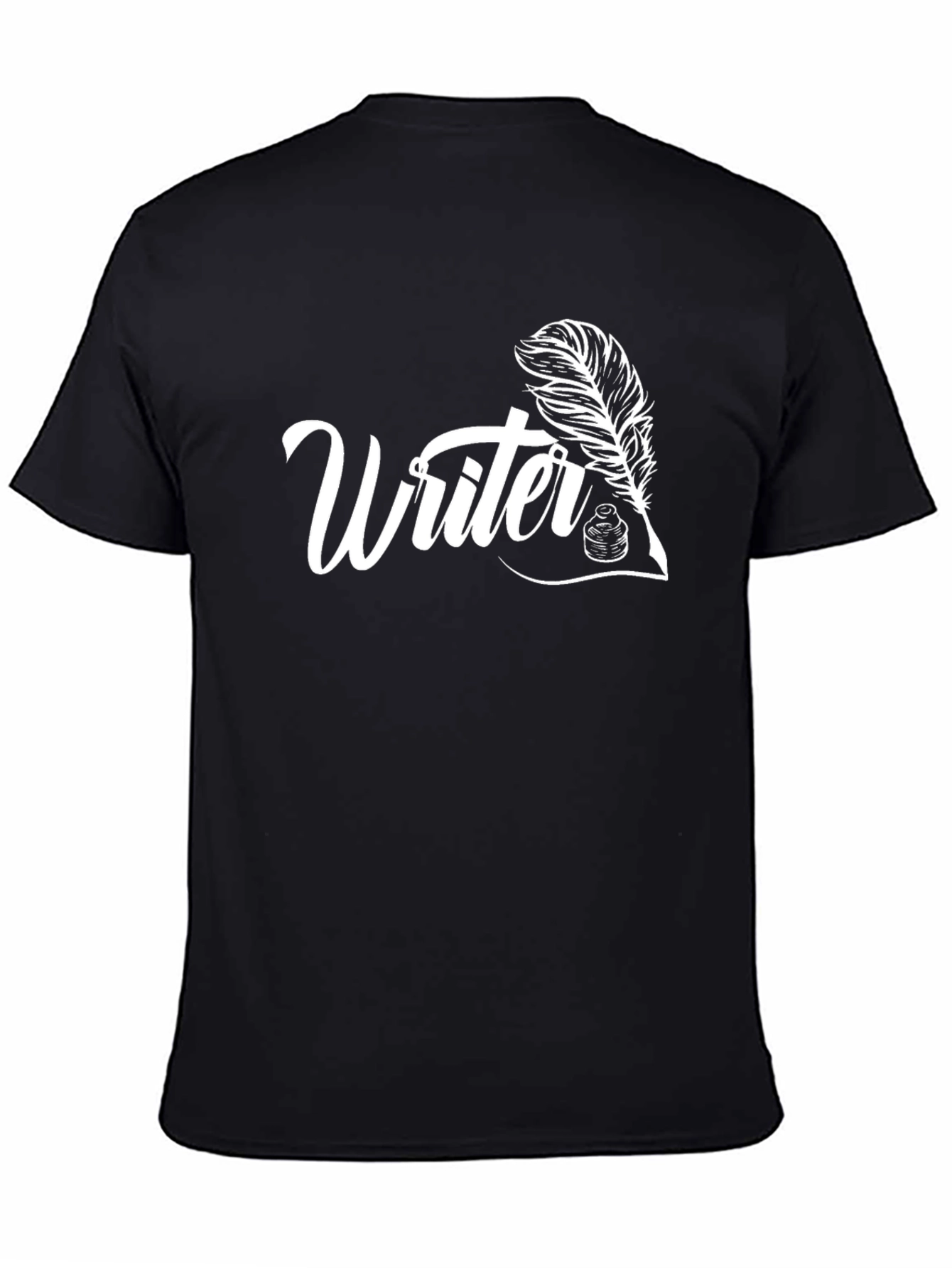 Black Writer Feather Graphic Tee - Black Cotton Blend view 4