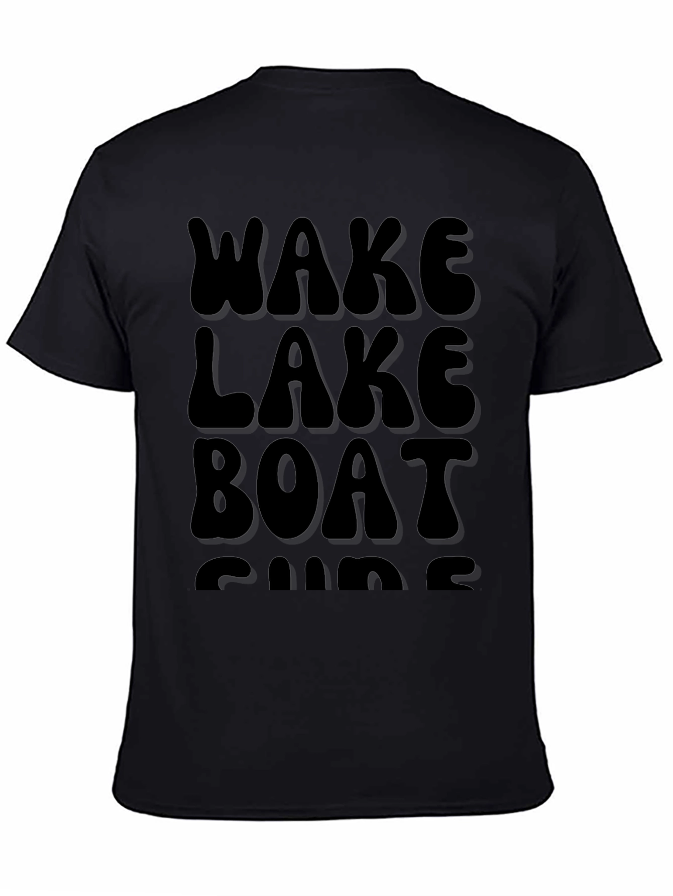 Black Wake Lake Boat Surf T-Shirt, Black Cotton Tee view 4