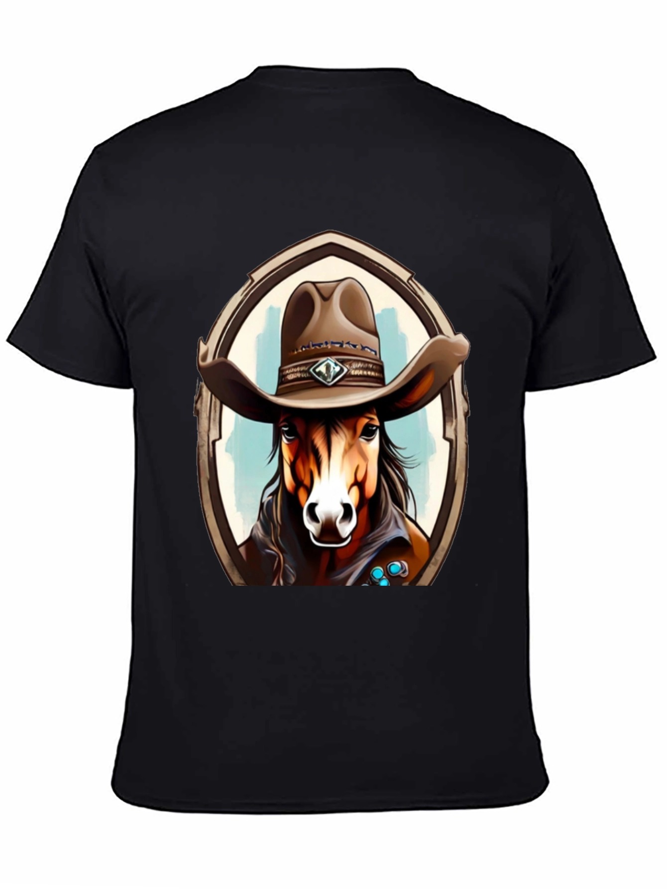 Black Cowboy Horse Graphic Tee - Stylish Western T-Shirt view 4