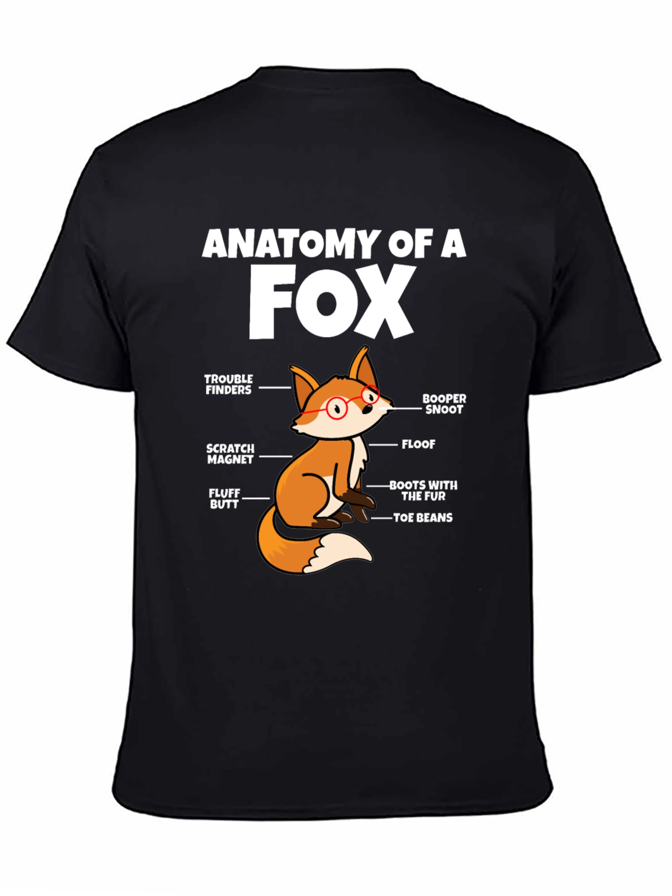 Black Anatomy of a Fox Funny T-Shirt view 4