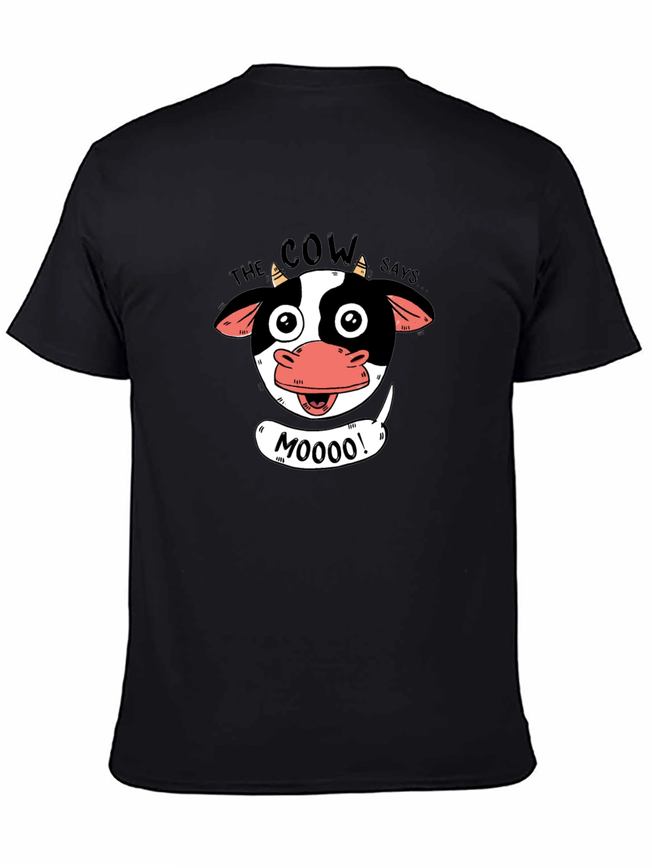 Black The Cow Says Moo T-Shirt - Black Graphic Tee view 4