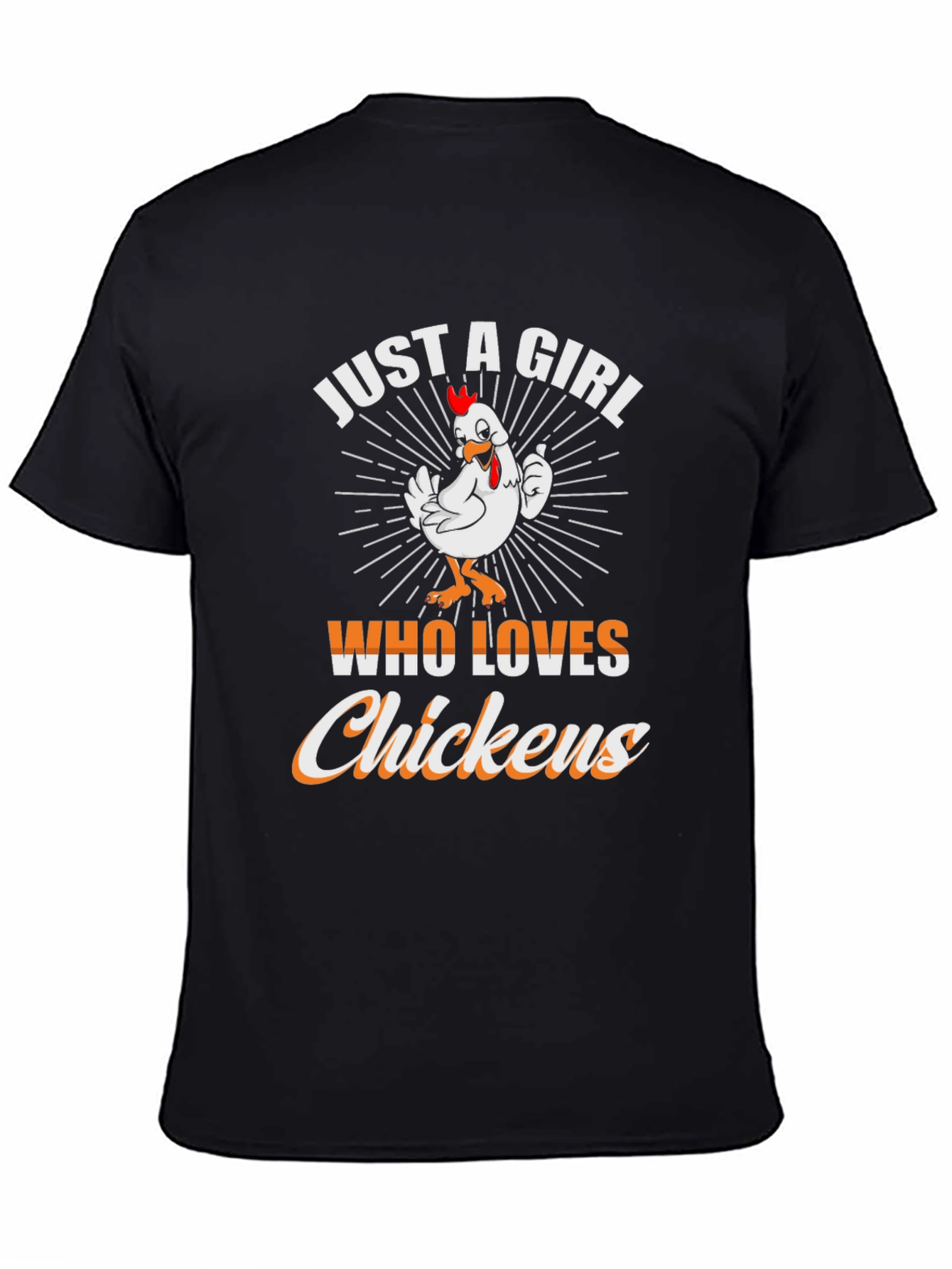 Black Chicken Lover T-Shirt - 'Just a Girl' Design view 4