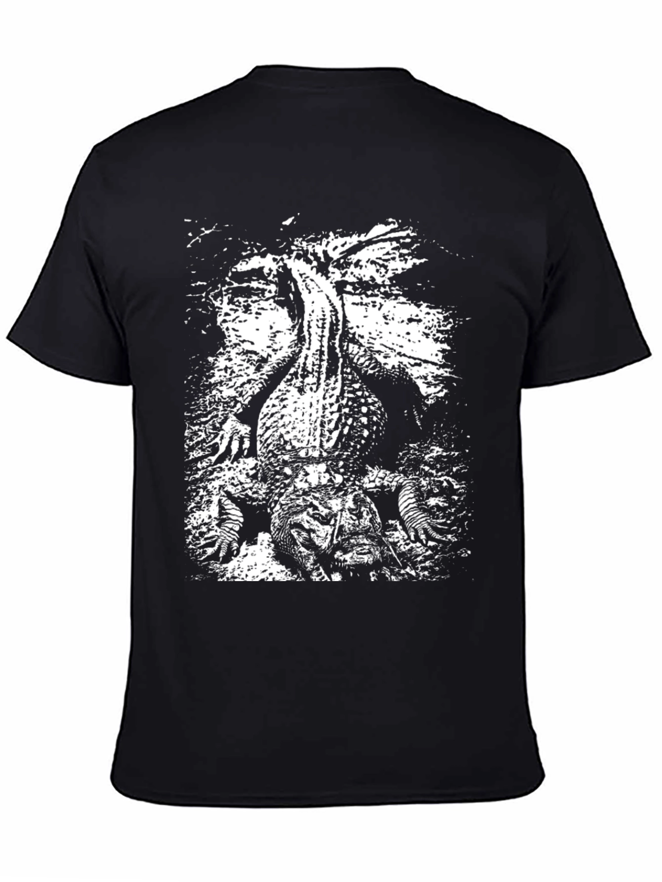 Black Crocodile Graphic Tee - Black Cotton T-Shirt view 4