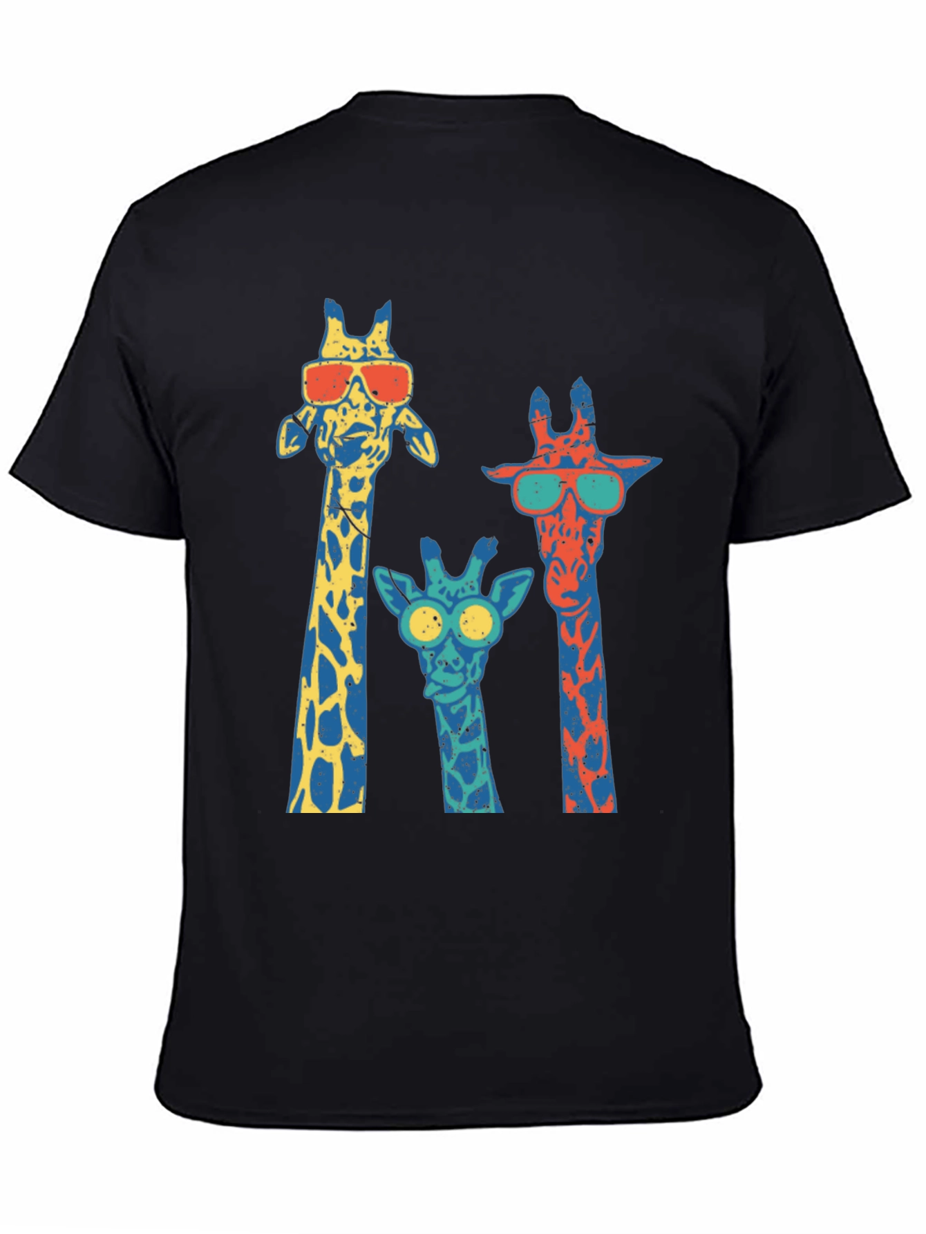 Black Cool Giraffe Crew Neck T-Shirt view 4