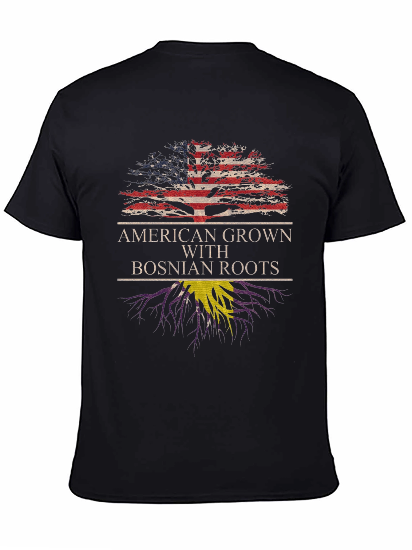 Black American Grown Bosnian Roots T-Shirt view 4