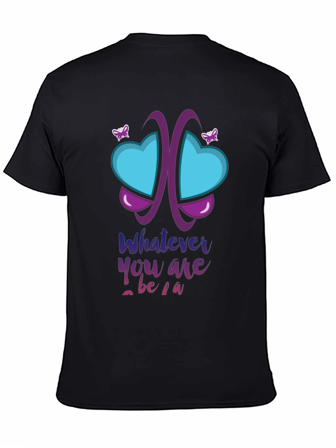 Black Unique Butterfly Heart Graphic T-Shirt view 4