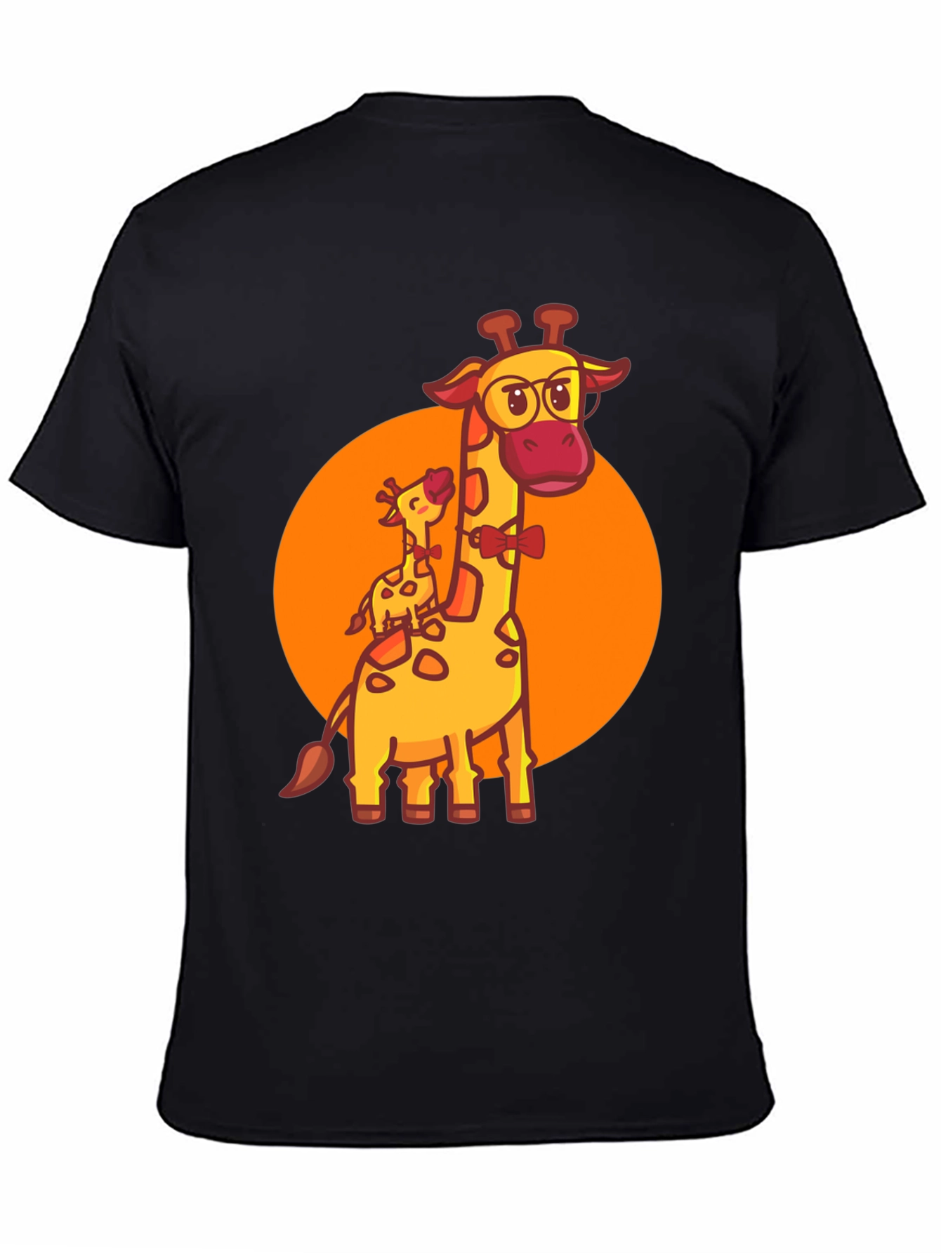Black Giraffe Family T-Shirt: Cute Cartoon Animal Graphic Tee view 4