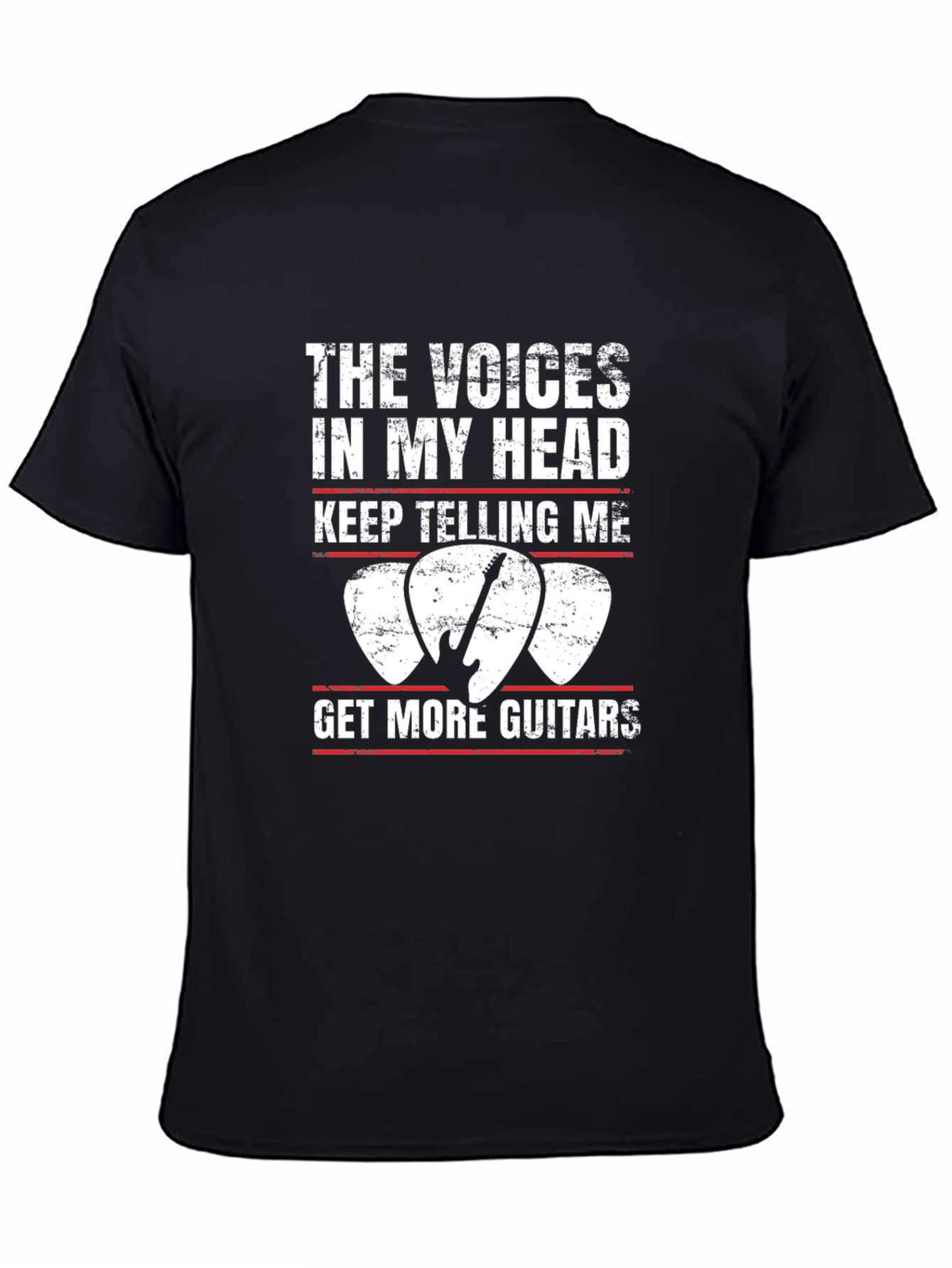 Black The Voices T-Shirt - Get More Guitars Funny Tee view 4