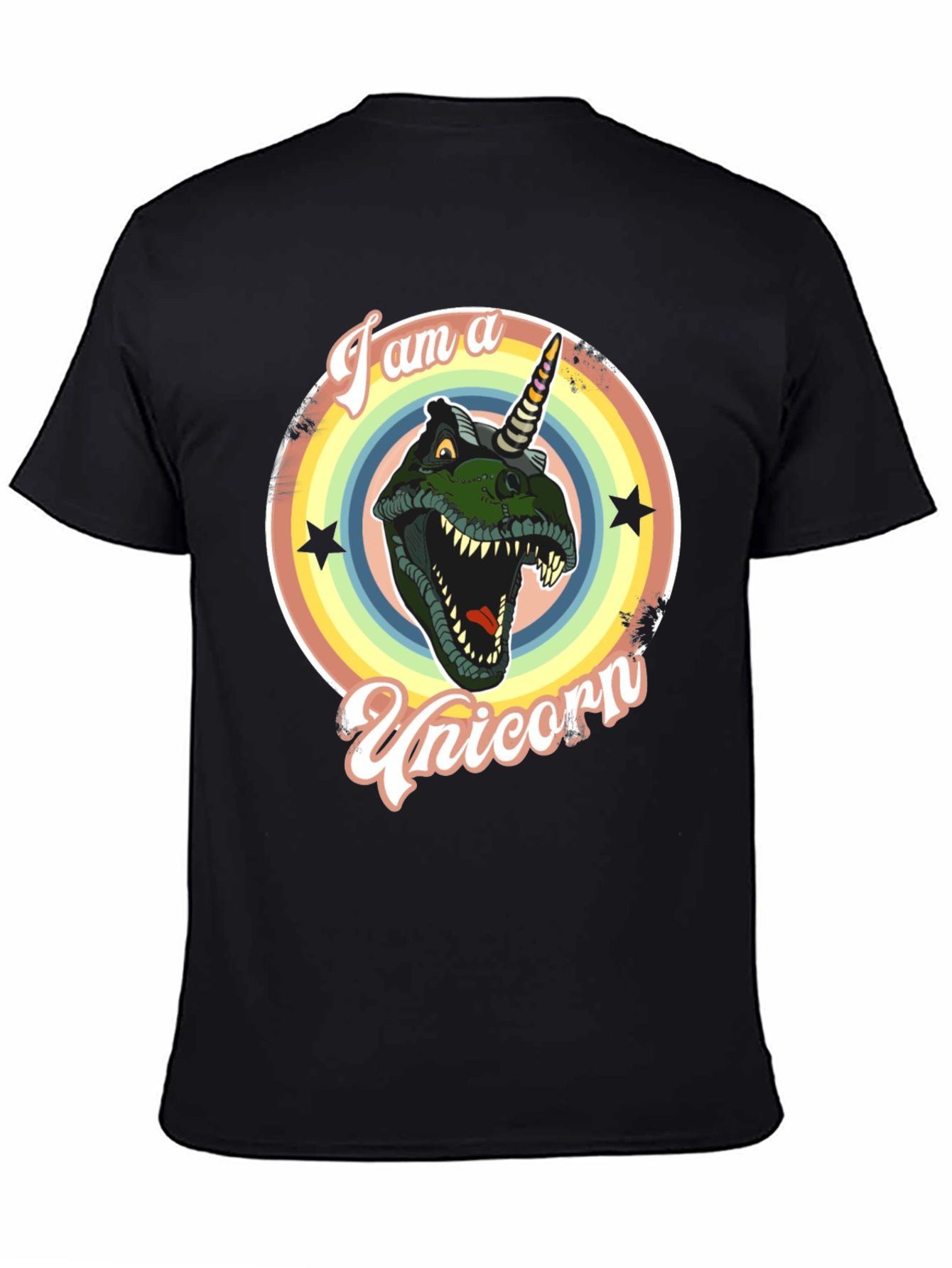 Black I am a Unicorn Dinosaur T-Shirt view 4