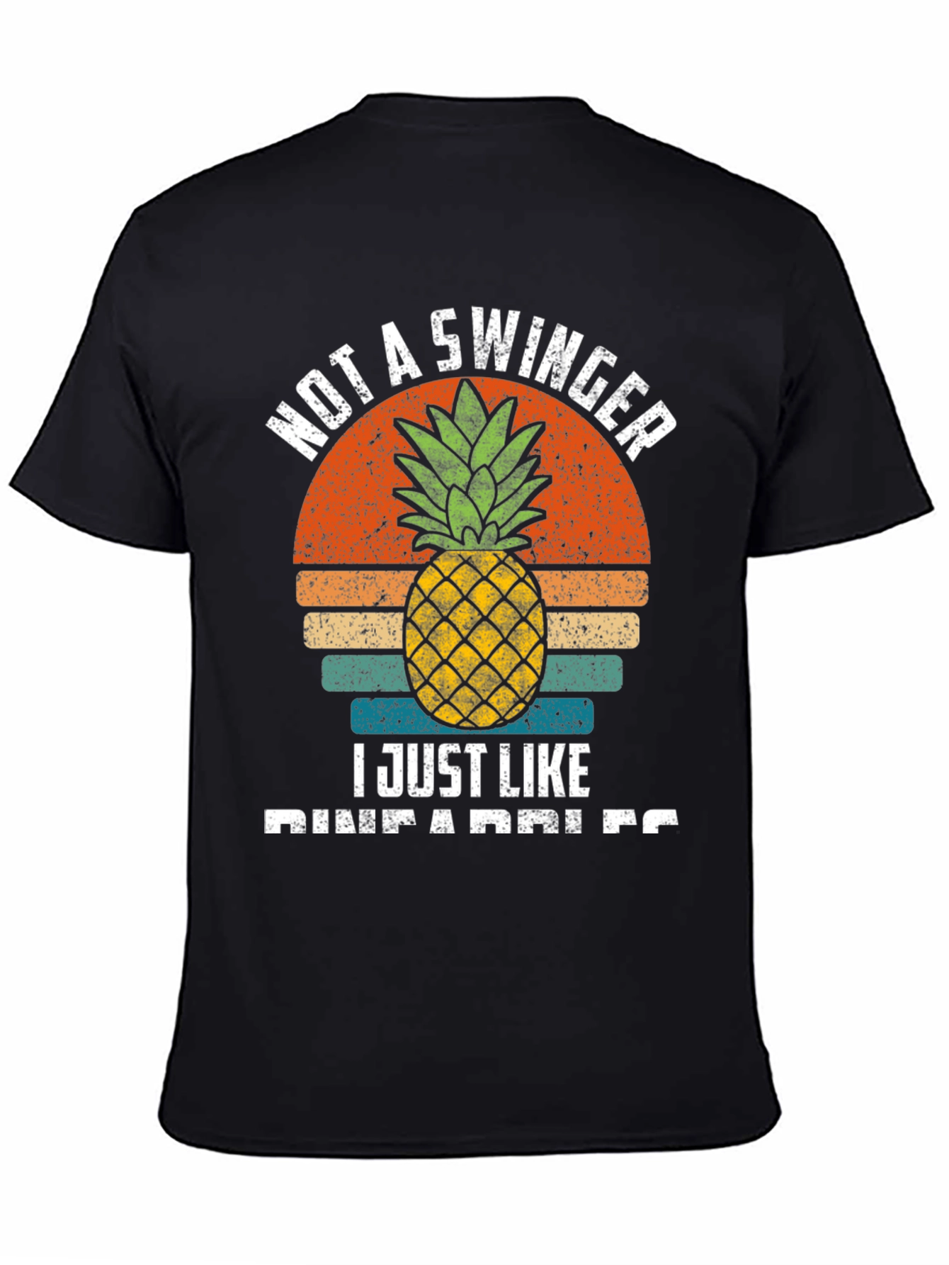 Black Funny Pineapple Lover T-Shirt - Not A Swinger view 4