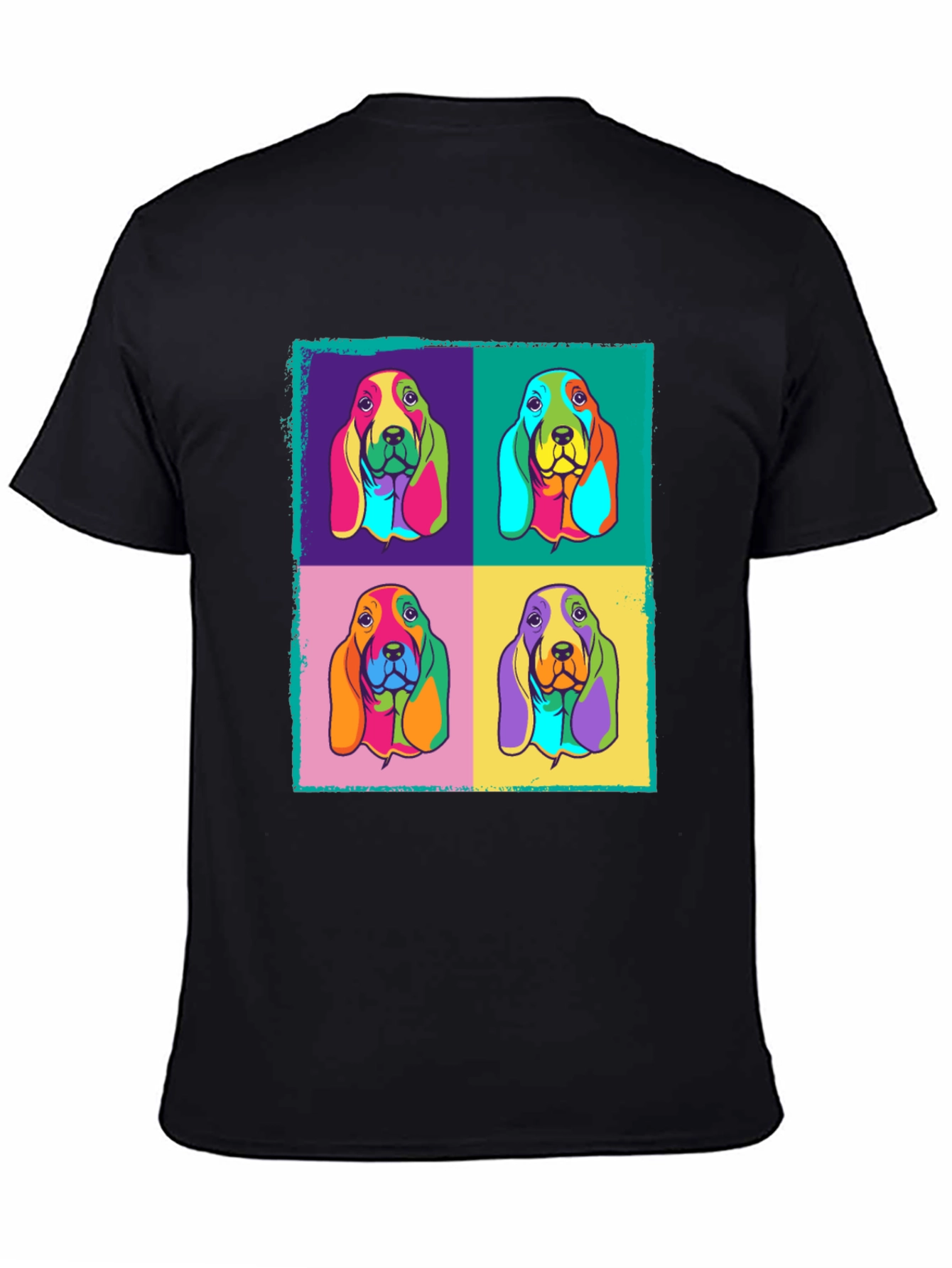 Black Pop Art Basset Hound Graphic Tee view 4