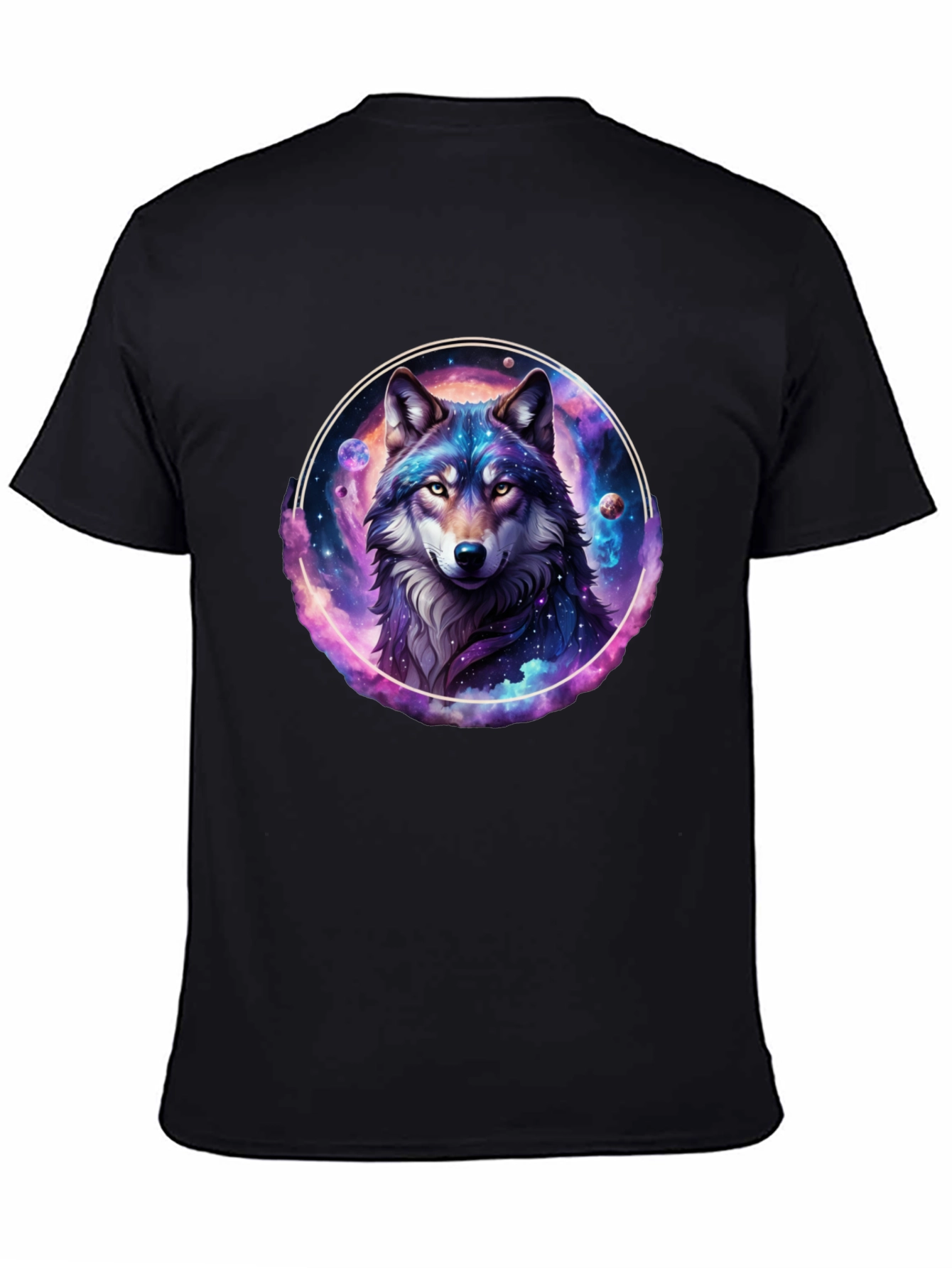 Black Cosmic Wolf Graphic Tee - Black T-Shirt view 4