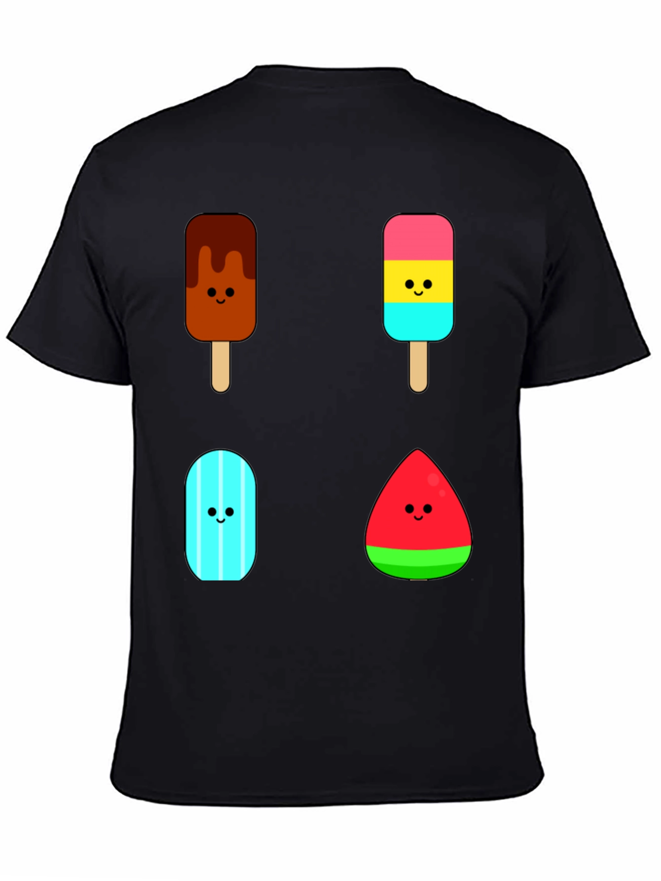 Black Cute Ice Cream Pops Graphic Tee - Black T-Shirt view 4