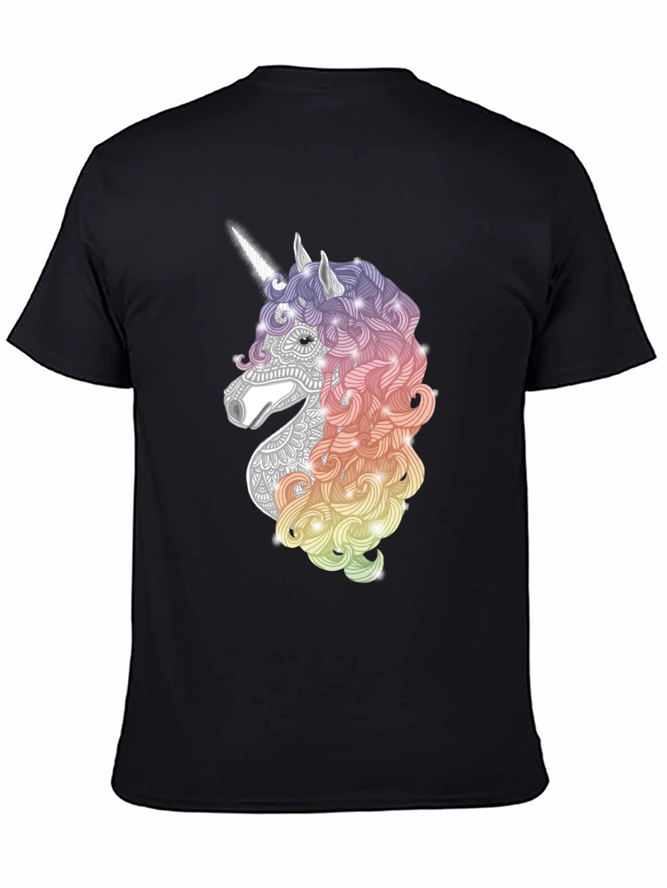 Black Unicorn Graphic Tee - Black Cotton Casual T-Shirt view 4