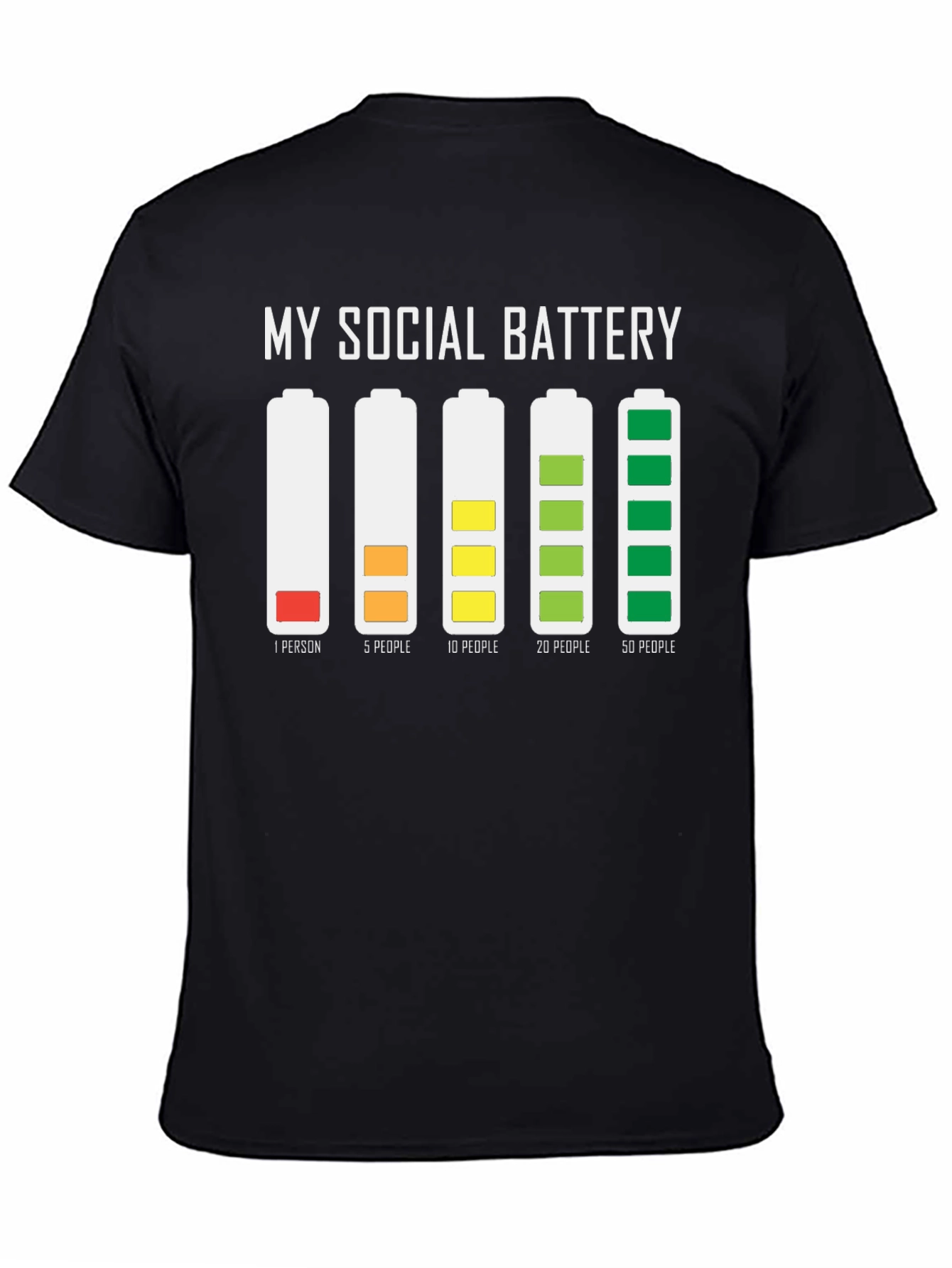 Black Social Battery Graphic T-Shirt view 4
