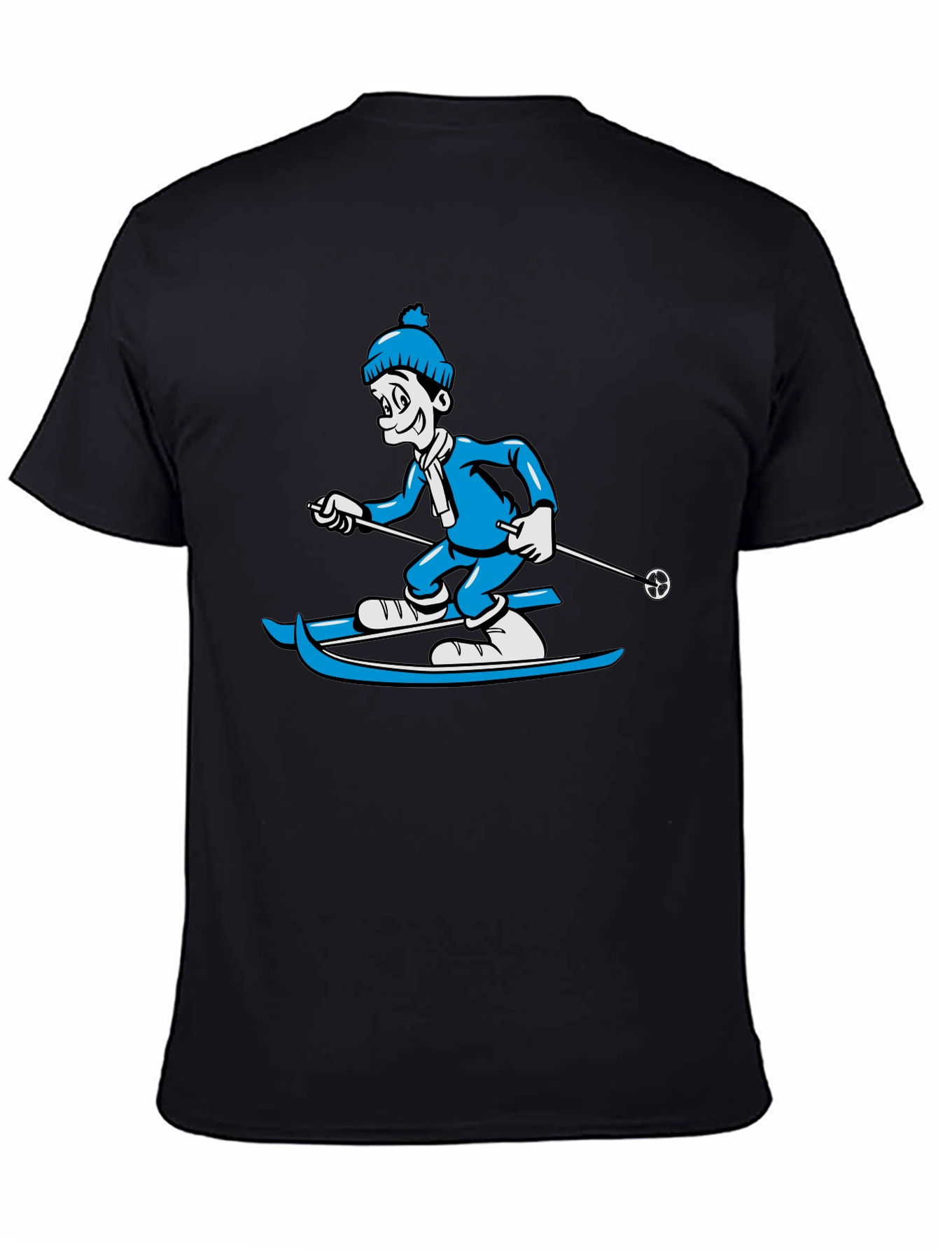 Black Skiing Cartoon Graphic Tee view 4