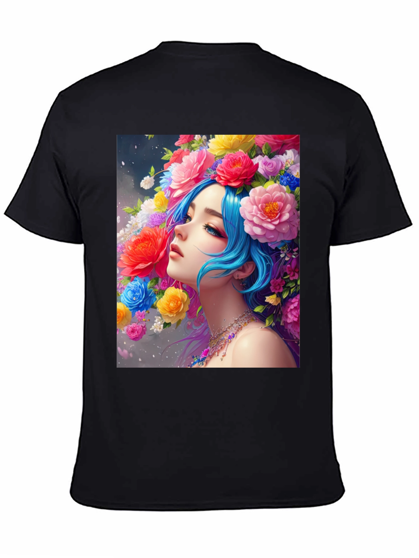 Black Floral Portrait Black Tee view 4