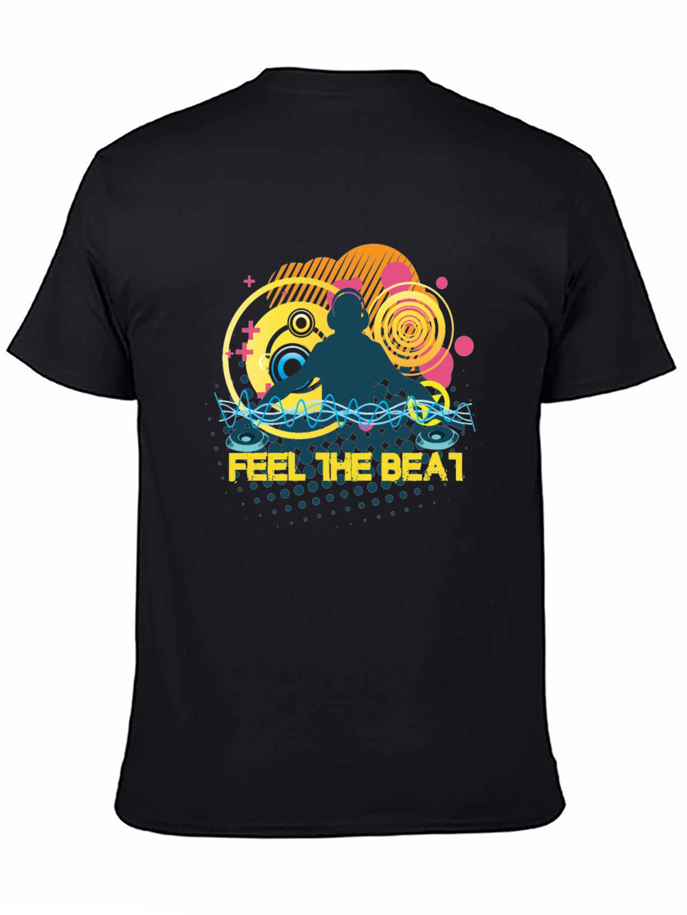 Black DJ Music Graphic T-Shirt - Feel The Beat view 4