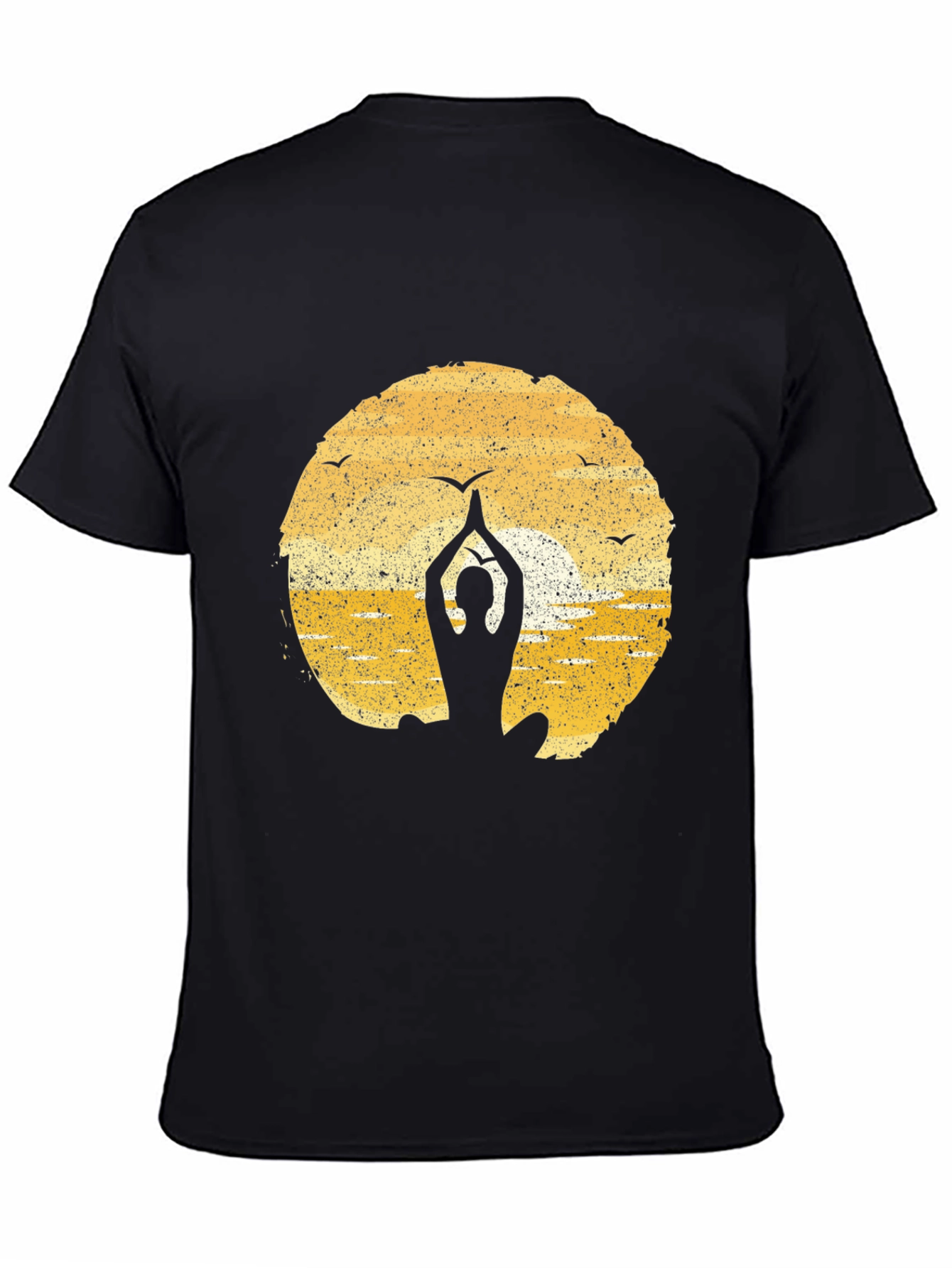 Black Yoga Silhouette T-Shirt - Meditation Peace  view 4