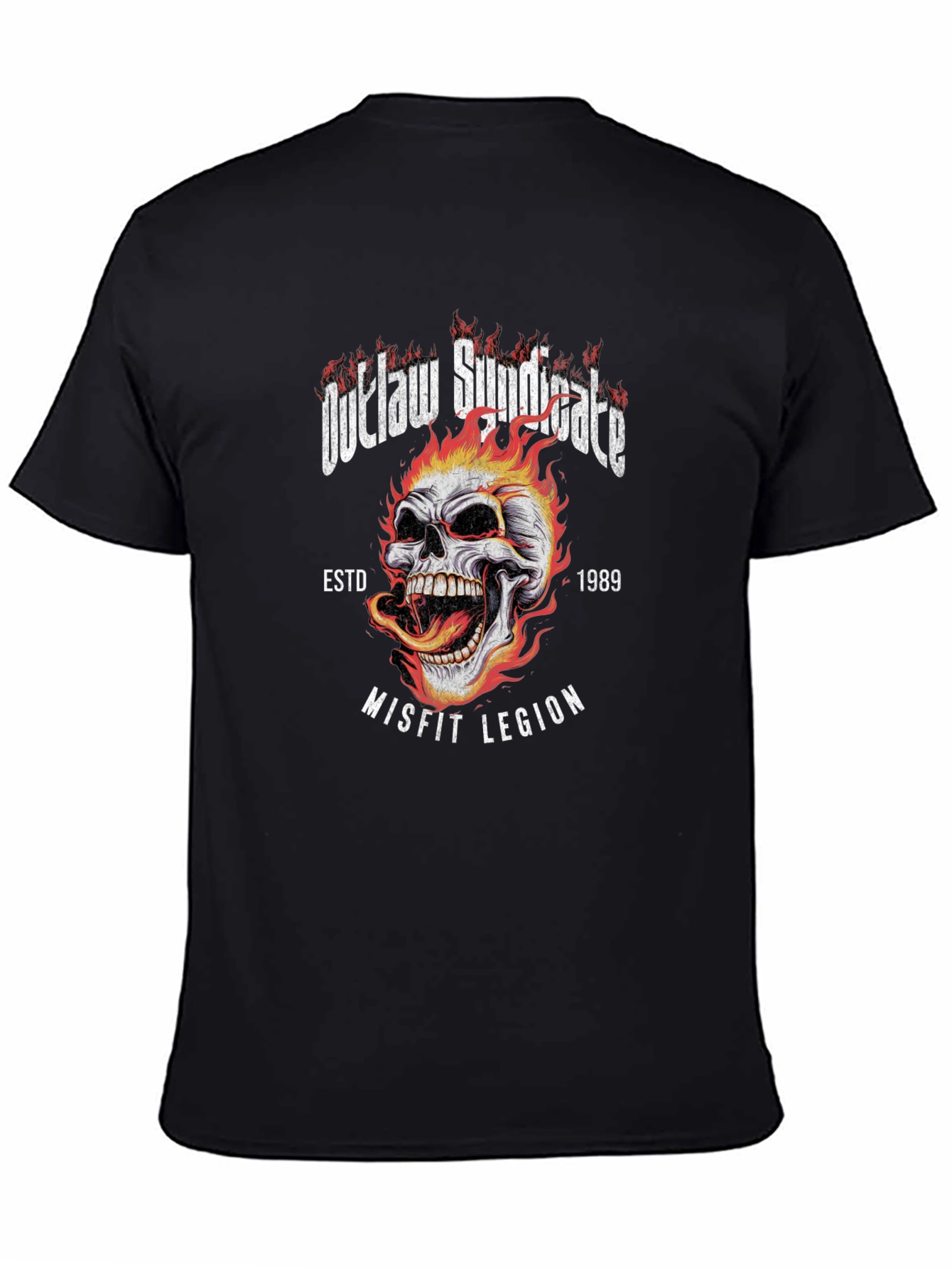Black Outlaw Syndicate Graphic T-Shirt - Misfit Legion Skull view 4