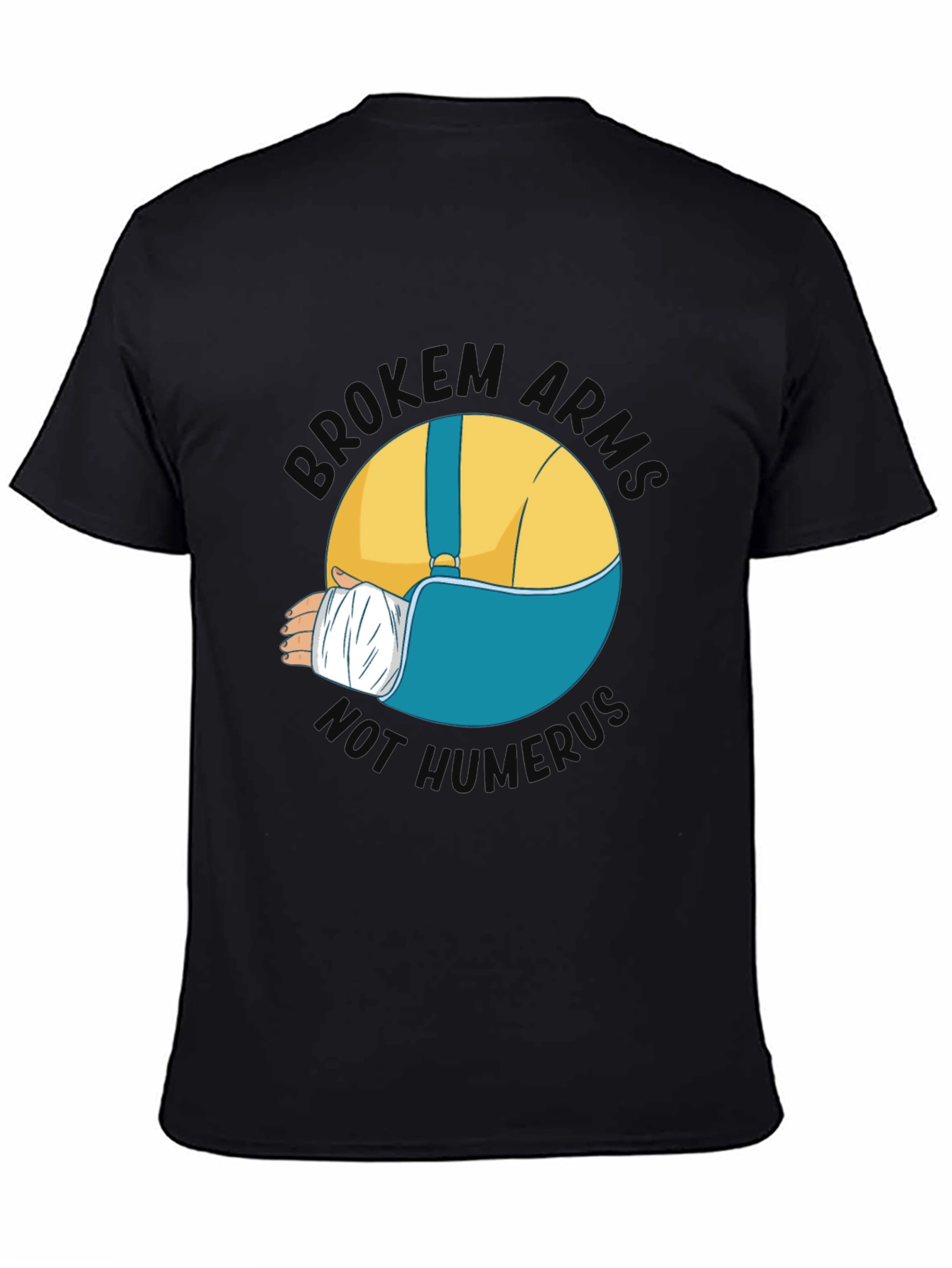 Black Broken Arms Humor Graphic T-Shirt view 4