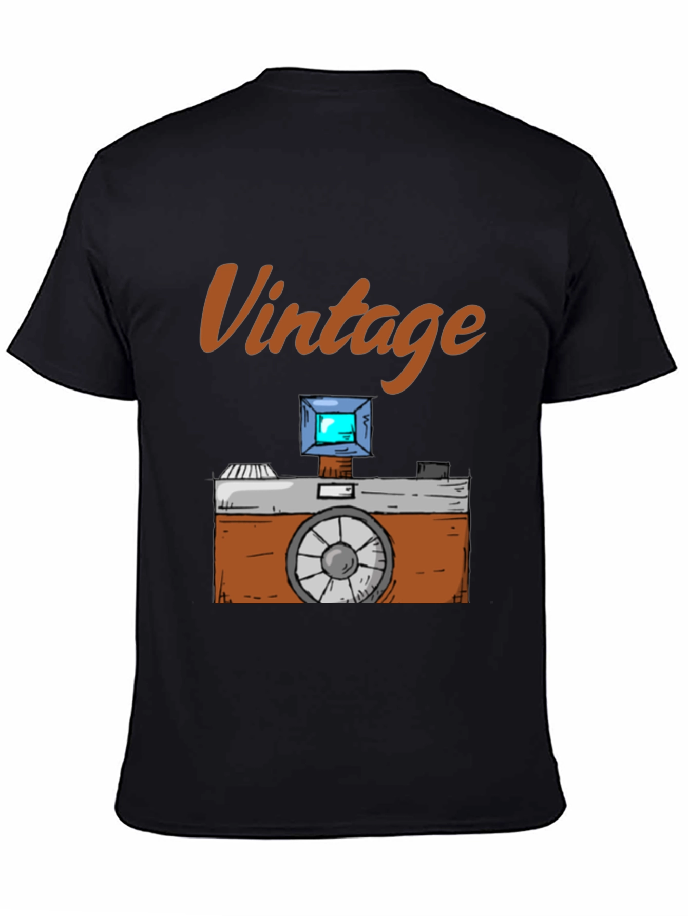 Black Vintage Camera Graphic Tee - Retro Style view 4
