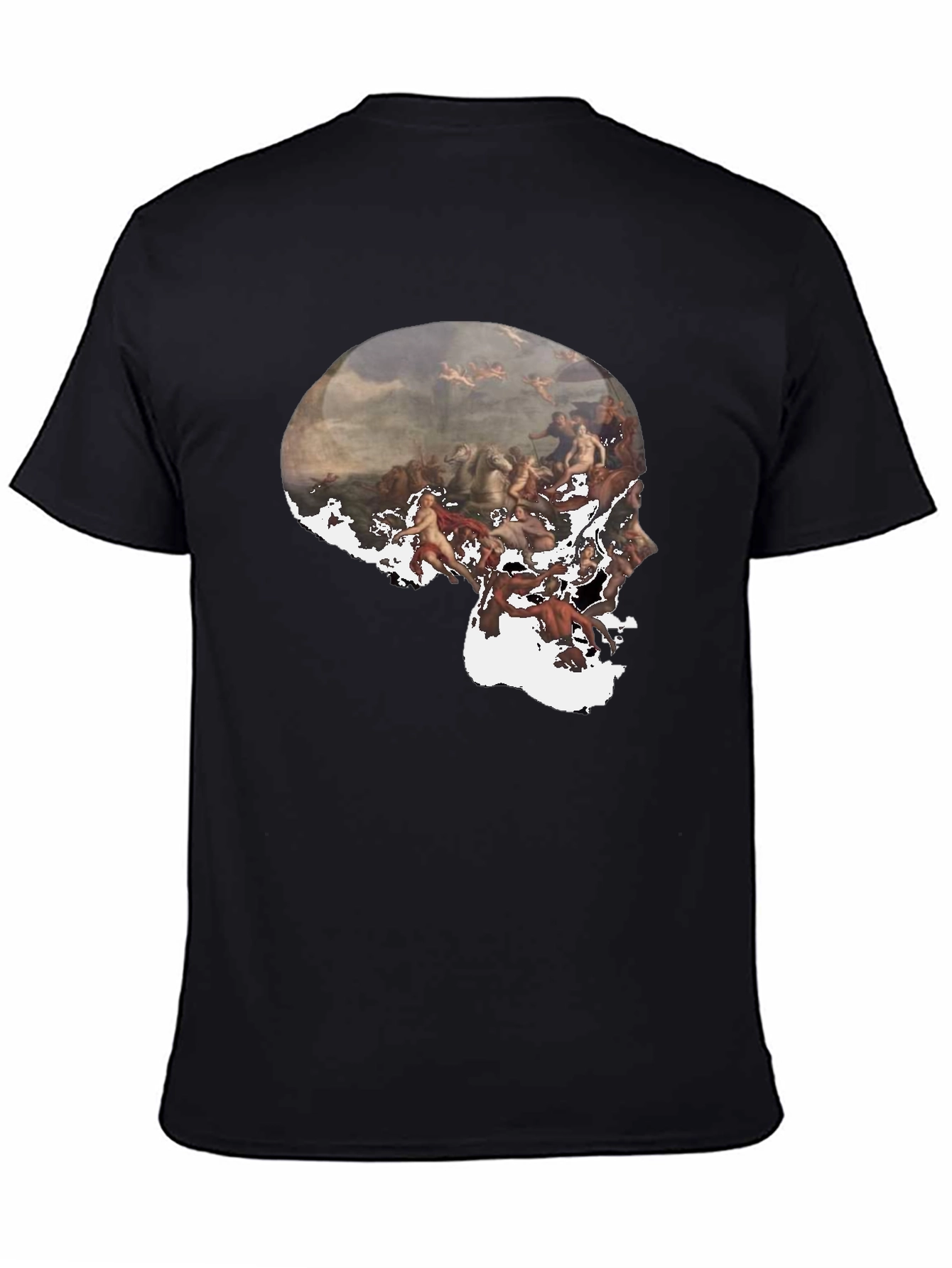Black Skull Art Graphic Black T-Shirt view 4